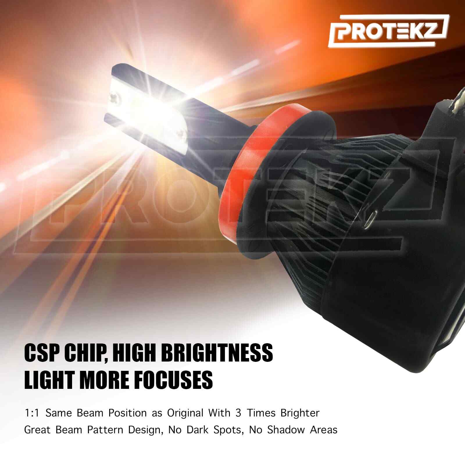 Protekz LED Headlight Kit H8 6000K CREE 120000LM COB CREE Chip Free Return