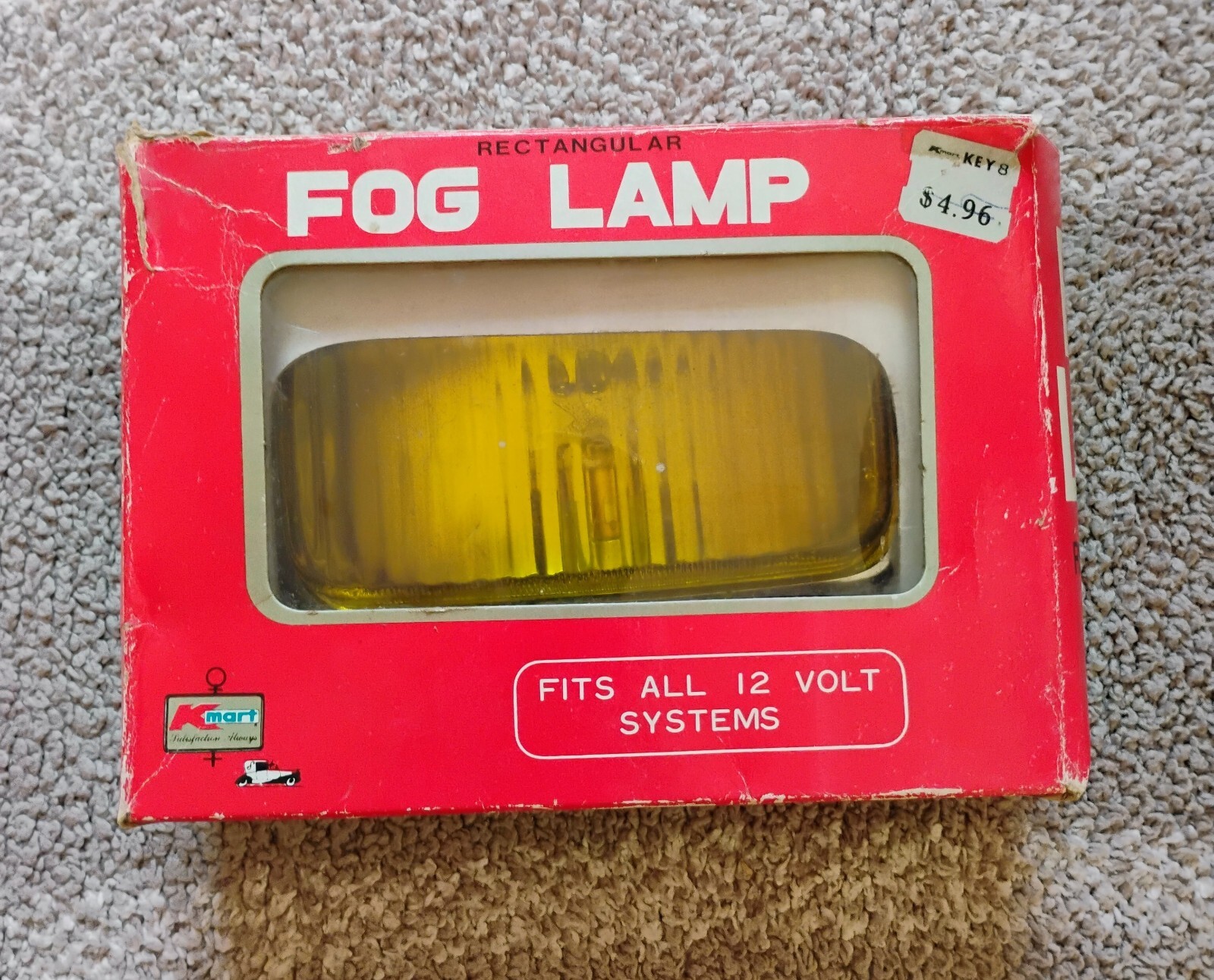 Vintage Kmart Fog Lamp Light Rectangle Yellow Chrome 12V Japan NOS