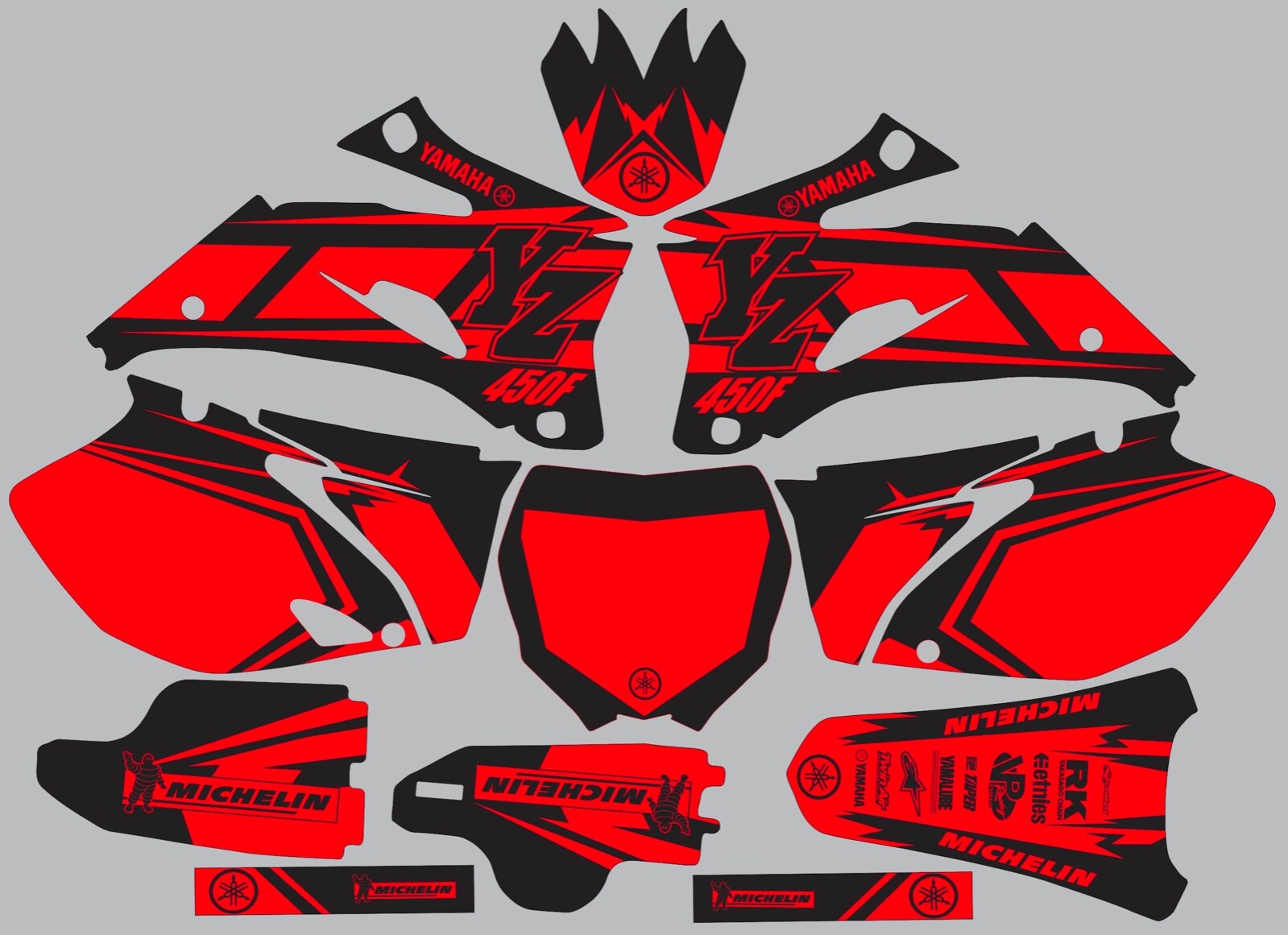 Black and Red YAMAHA GRAPHICS YZ 450F YZ450F 2006 2007 2008 2009 decals