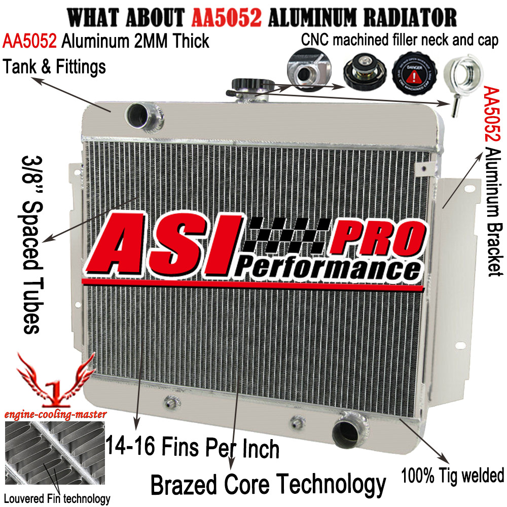 3 Row Aluminum Radiator For 1969-1970 Chevy Bel Air Impala Kingswood Caprice ASI