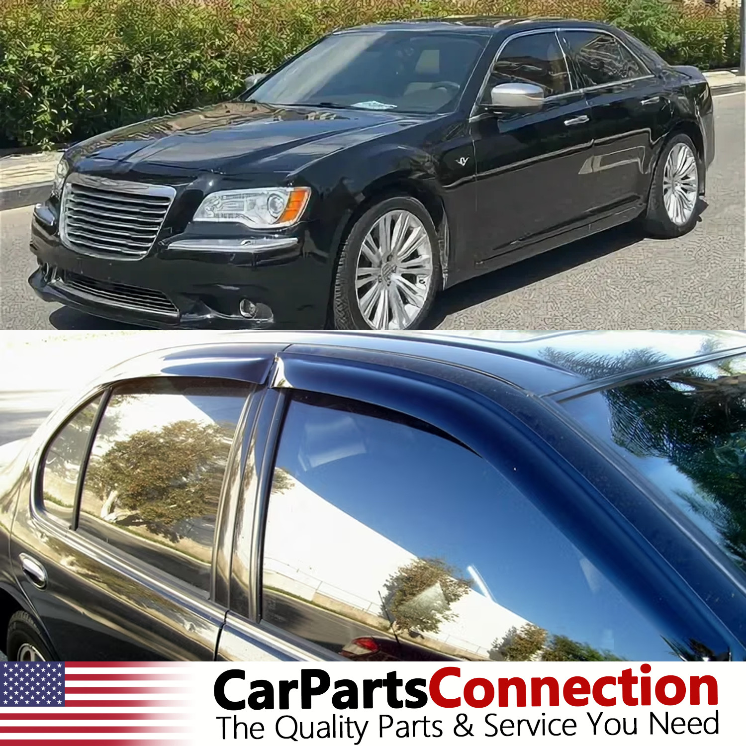 For 2011-2023 Chrysler 300 Window Visor Vent Shade Rain Guards Wind Deflectors S