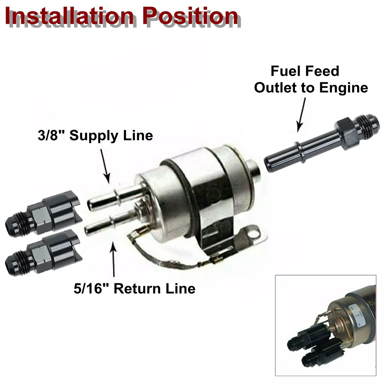 8AN 6AN Male to 3/8 5/16 Fuel Rail Adapter EFI Fitting Quick Disconnect Screw On
