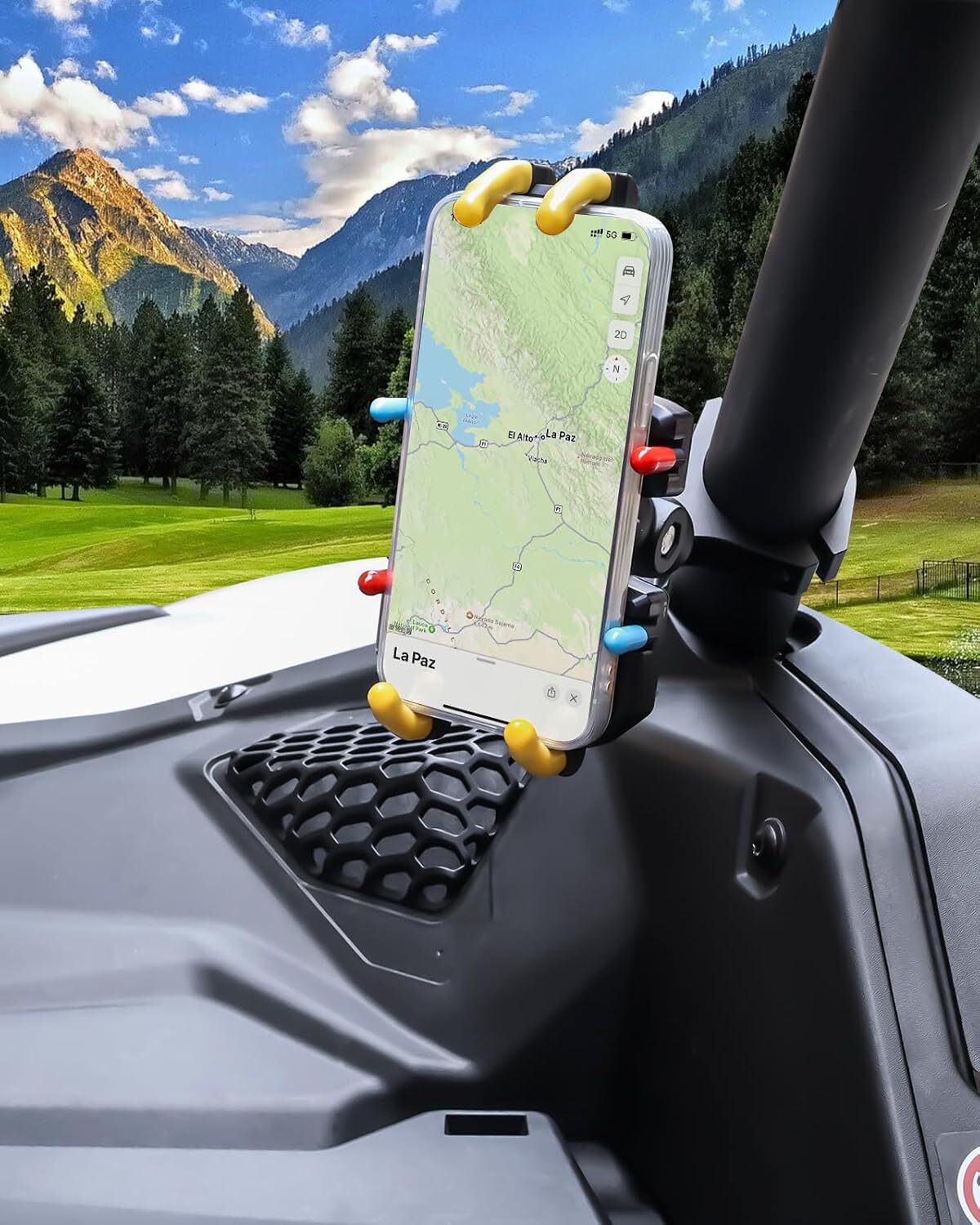 UTV Phone Mount 360° Adjustable Phone Holder 8 Claws Fits 1.75″-2″ Round Tube