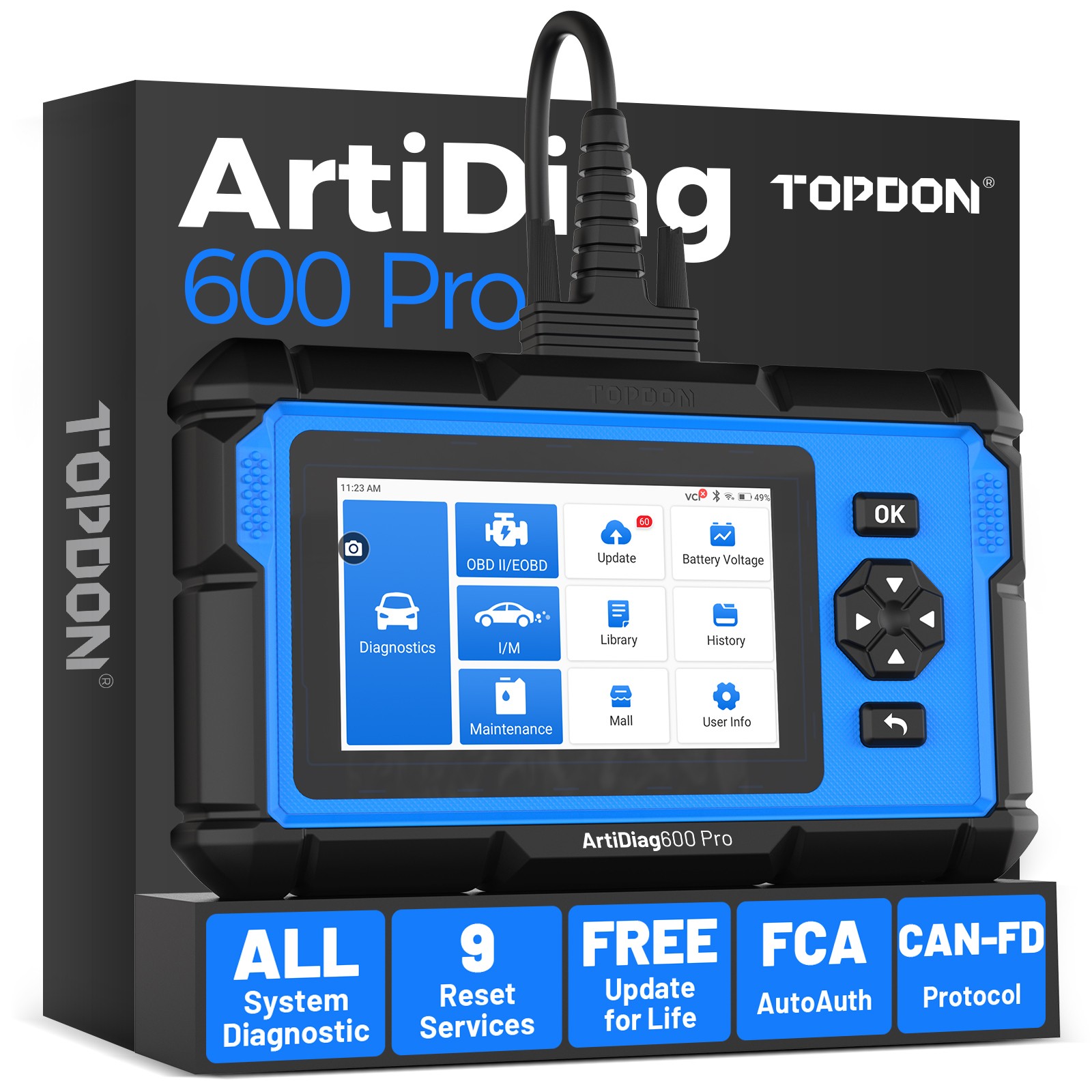 2026 TOPDON ArtiDiag600 PRO All System Diagnostic Tool CAN-FD FCA Free Update