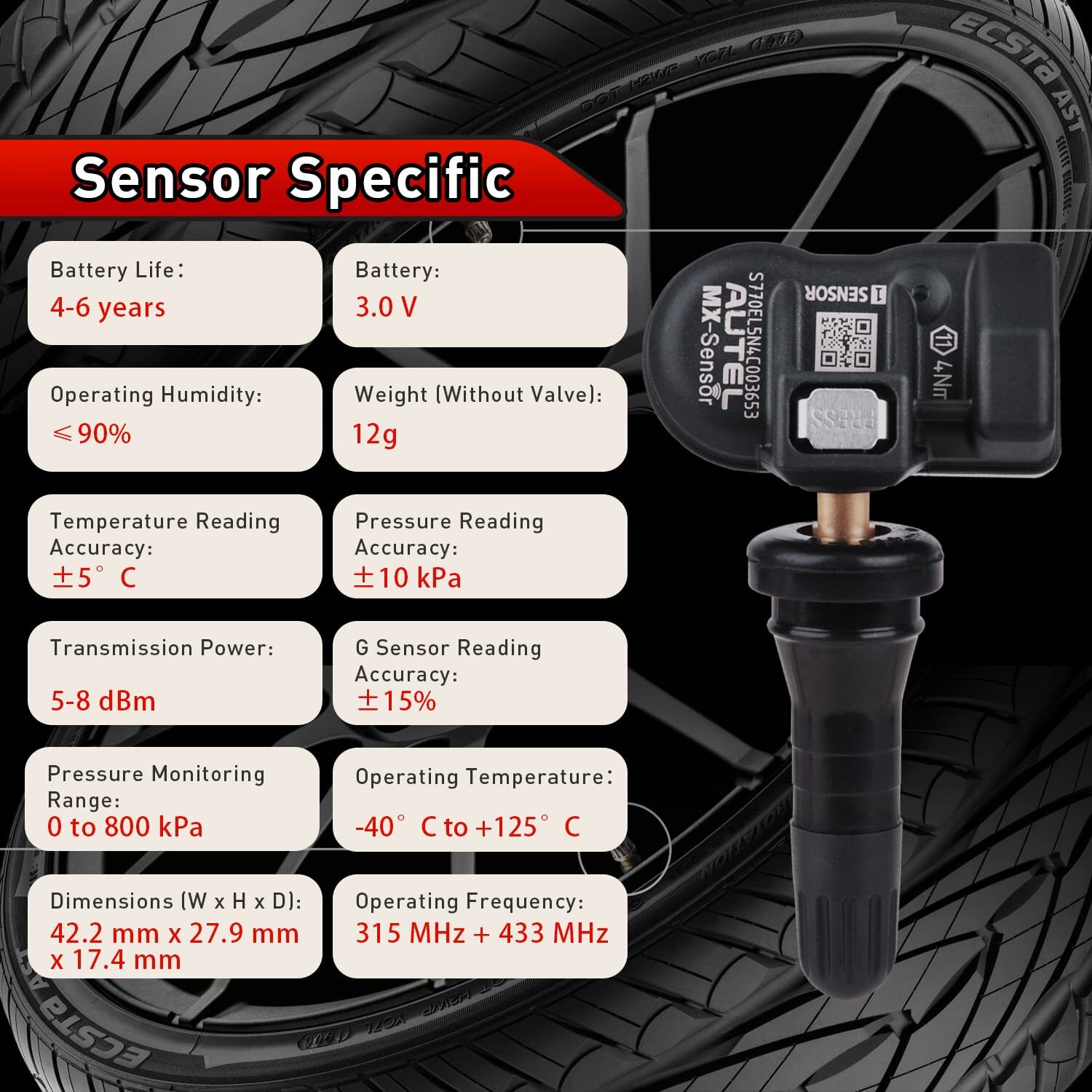 20pcs Autel MX-Sensor 2in1 Programmable TPMS Sensor Universal Tire Pressure Tool