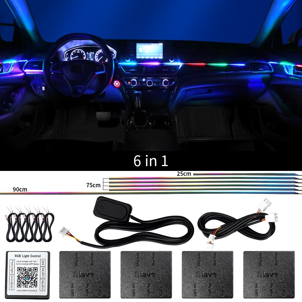 Car Symphony Ambient Light 256 Color RGB Led Atmosphere Acrylic Strip Remote APP