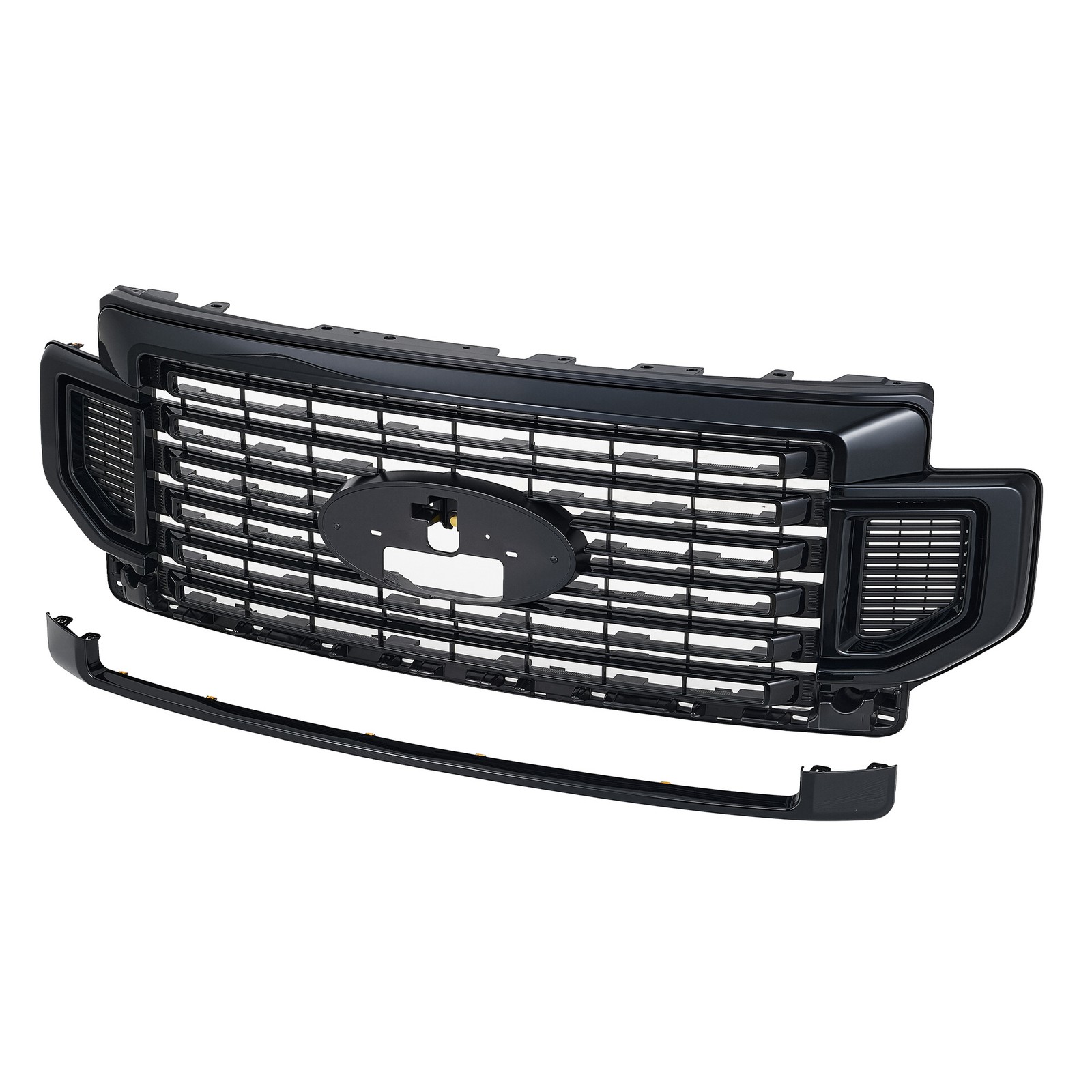 Front Bumper Grille Gloss Black For 2020-22 Ford F-250 F-350 F-450 Super Duty