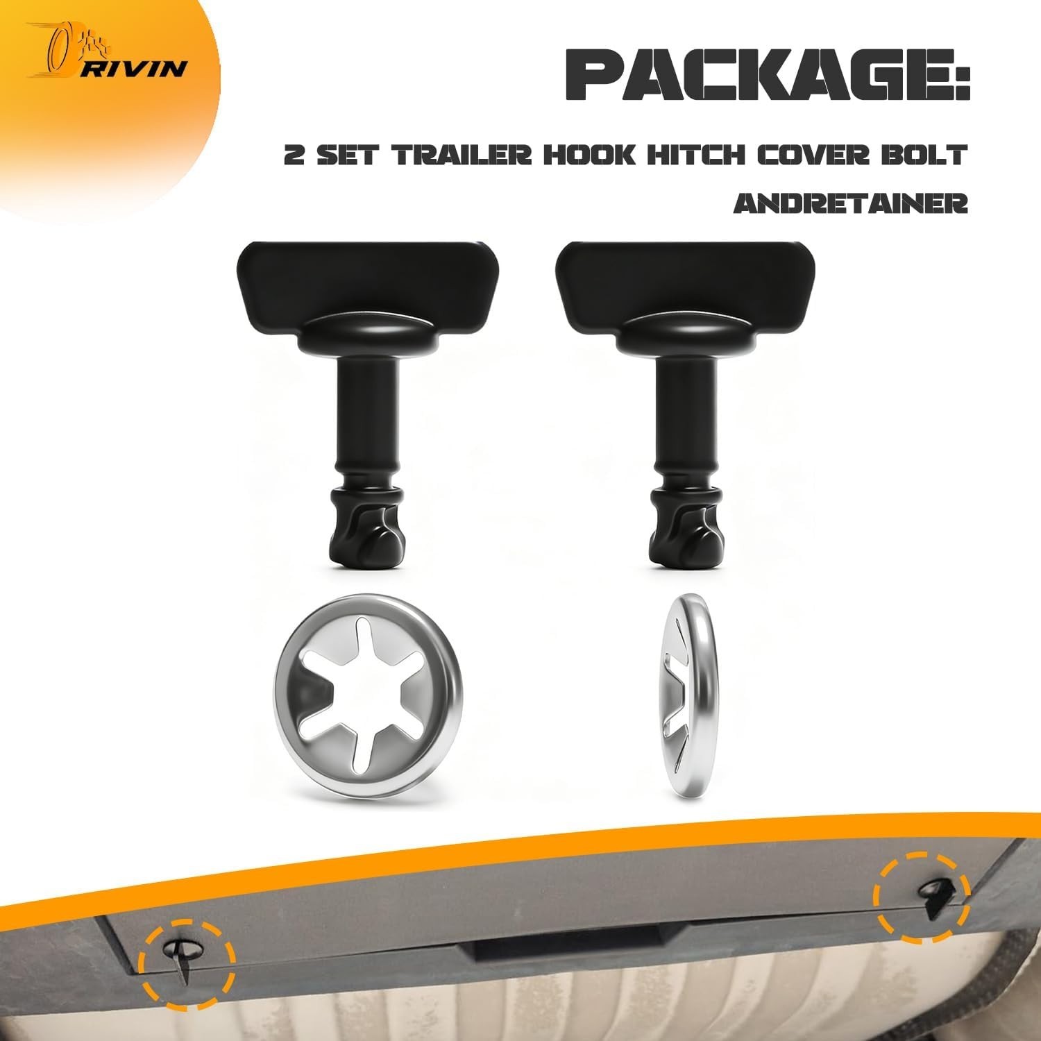 High-Strength Zinc Alloy Bolts with Retainers for 2015-2024 Hitch Covers – 2PCS