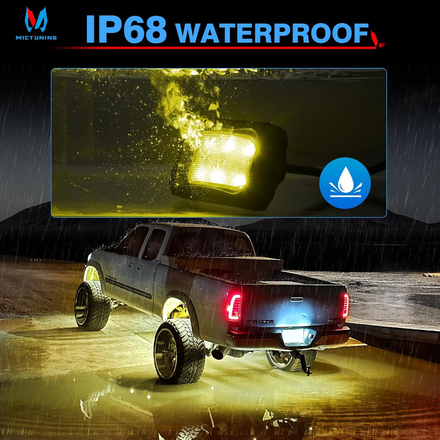 MICTUNING Q1 RGBW LED Underglow Rock Lights, Single Light Pod For Replacement