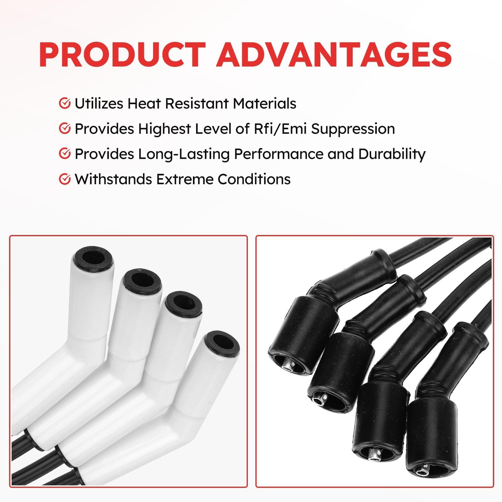 Ceramic Boot Spark Plug Wires Set for GM LS3 LS4 LS7 LT Engine – Extreme 9000