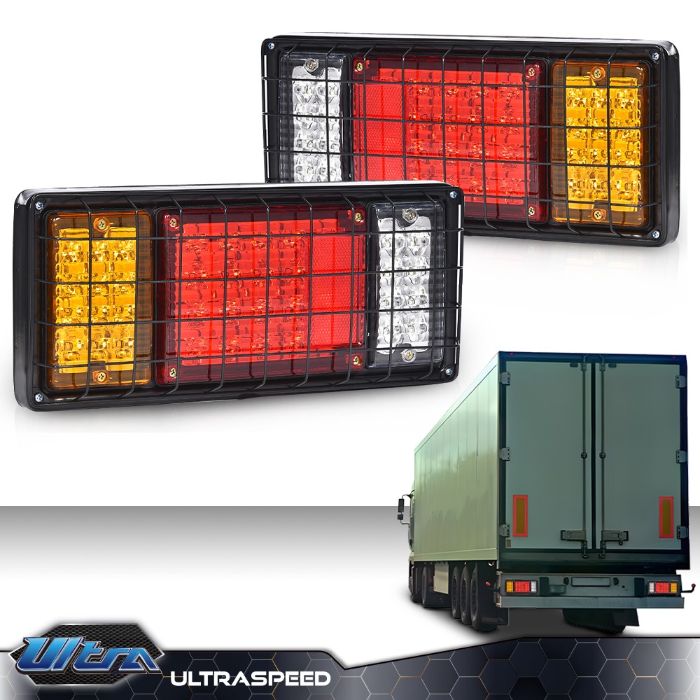 Pair Trailer Tail Light Kit 40 LED Running Brake Turn Signals Reverse lights