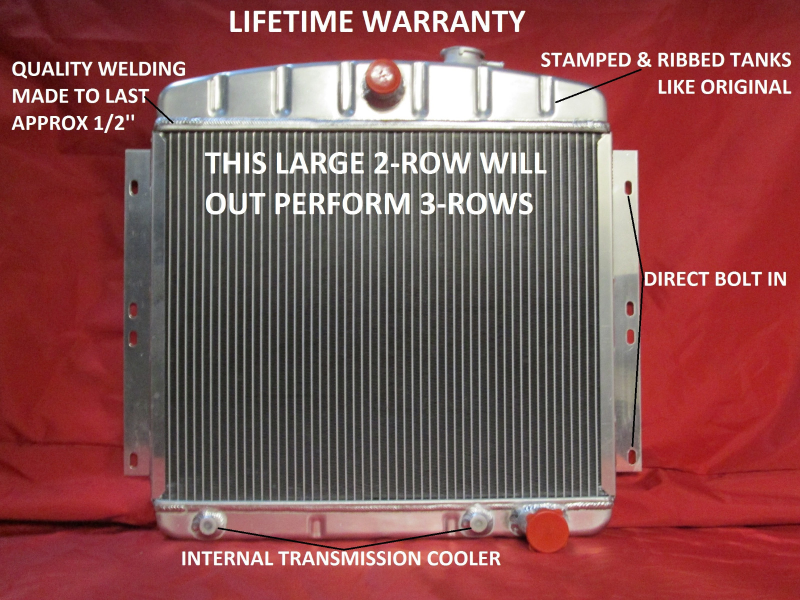 1949-1954 Chevrolet Car Aluminum Radiator Bel Air Styleline Fleetline 6CYL