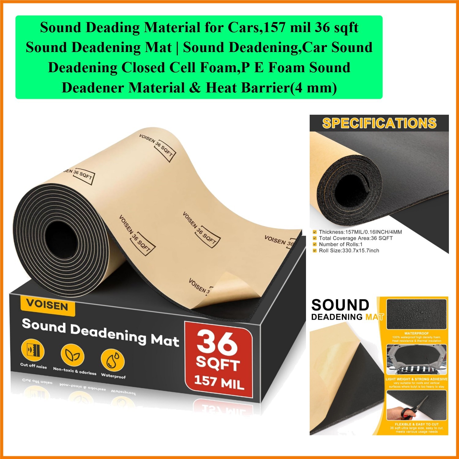 Sound Deading Material for Cars,157 mil 36 sqft Sound Deadening Mat | Sound D…
