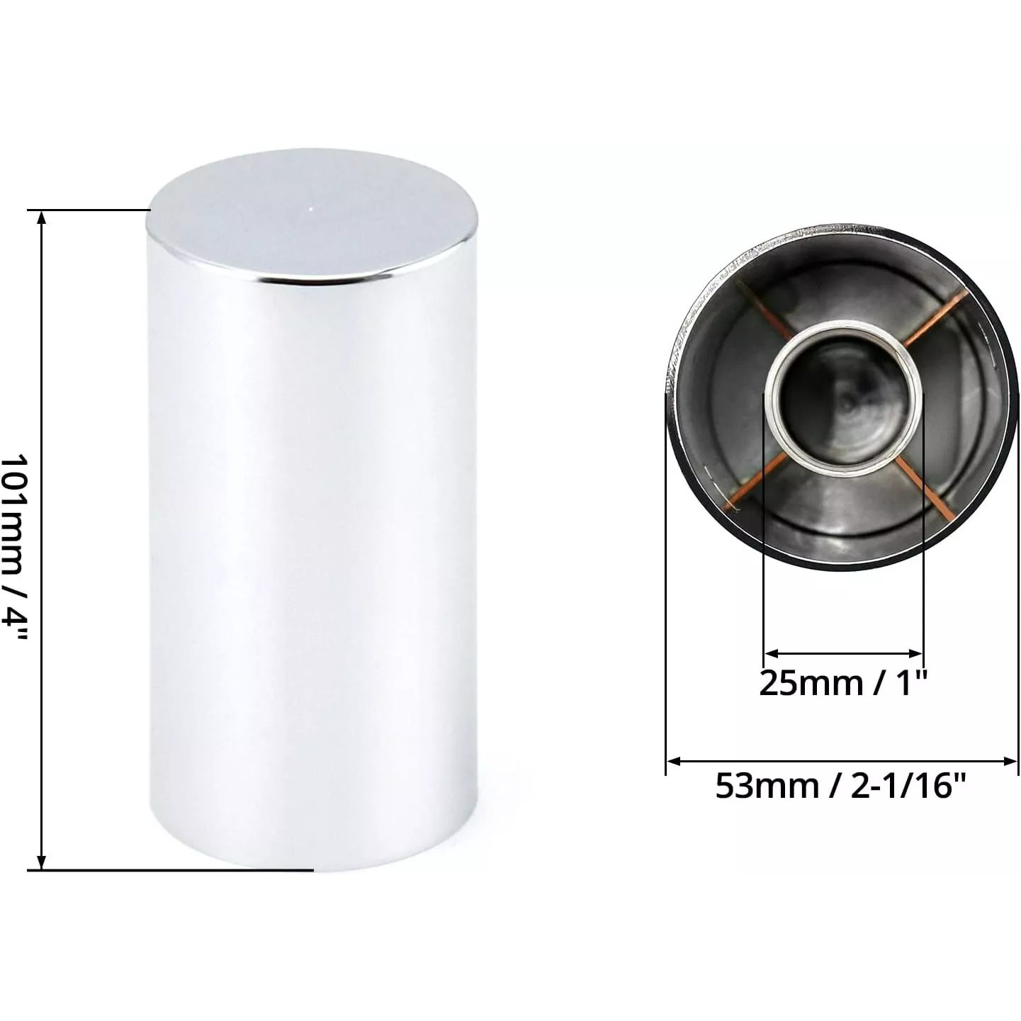 33mm x 4in Chrome Plastic Cylinder Lug Nut Covers Thread on for Semi Truck 60PCS