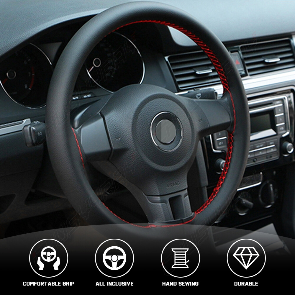 Upgrade 15″ Steering Wheel Cover Genuine Leather For 2016-18 Dodge RAM 1500 2500