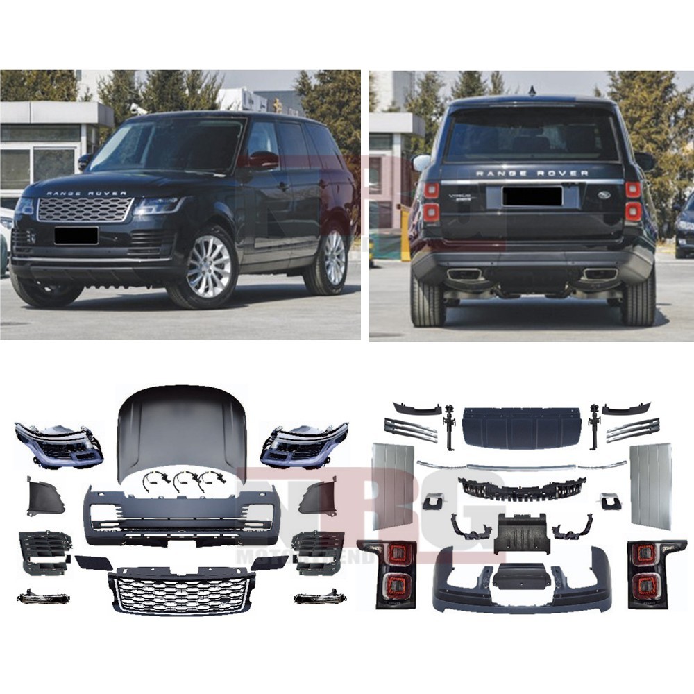 for 2013-2017 Range Rover conversion to 2018 plus OE look Hood+ Bumpers + lights