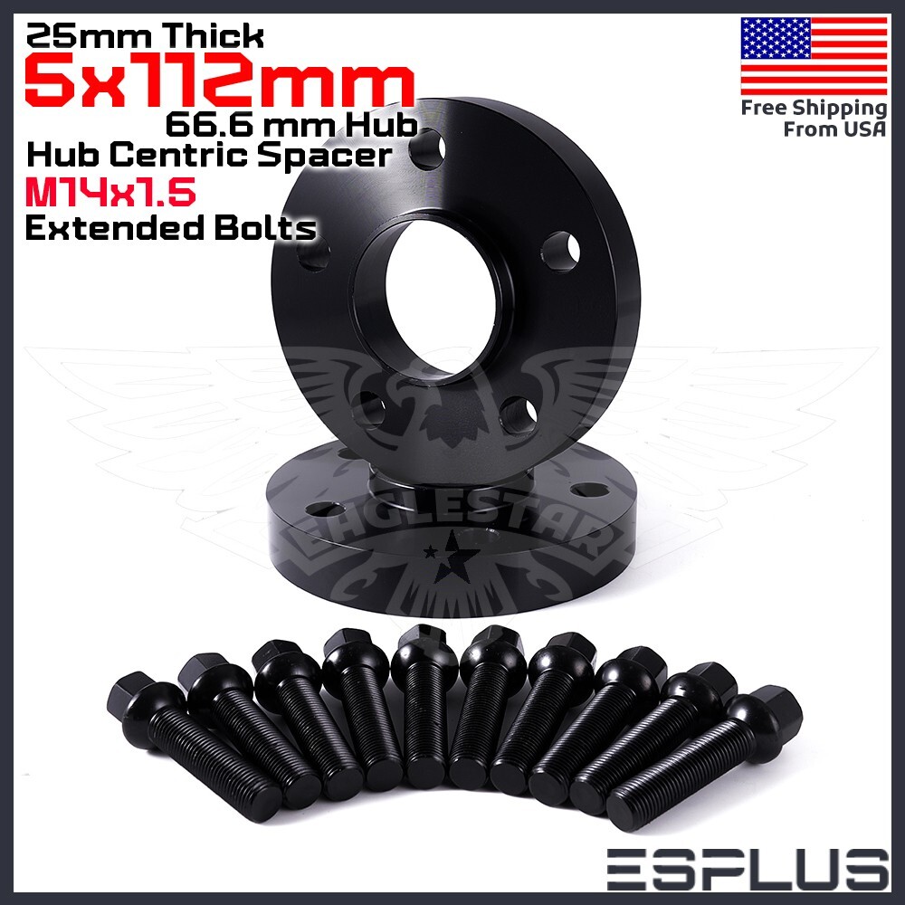2x 25 mm Audi 5×112 66.6mm Hub Centric Spacer Fit Latest A/Q/R/RS/S/SQ -Series