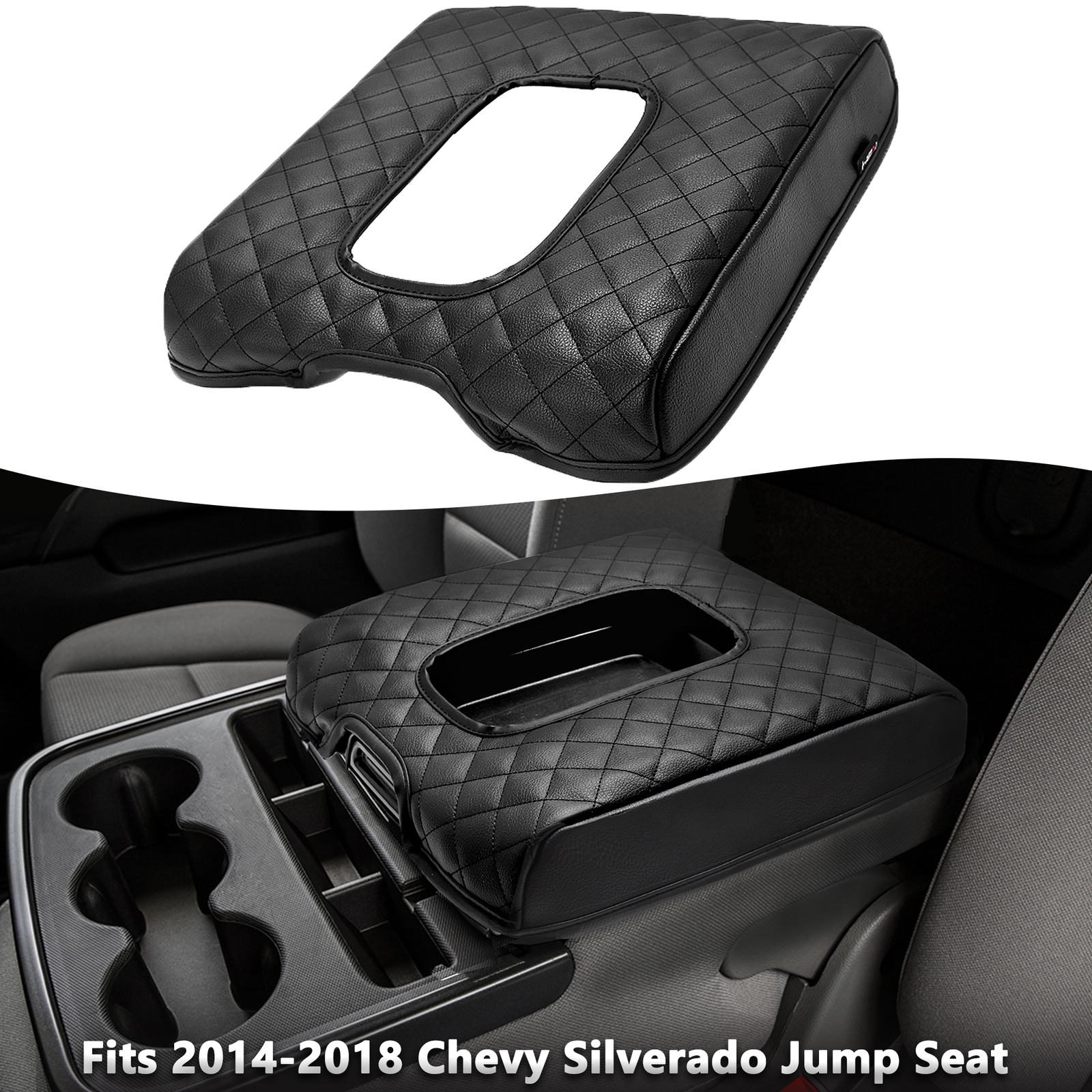 Fits 2014-2018 Chevy Silverado 1500 Jump Seat Console Lid Armrest Cushion Cover