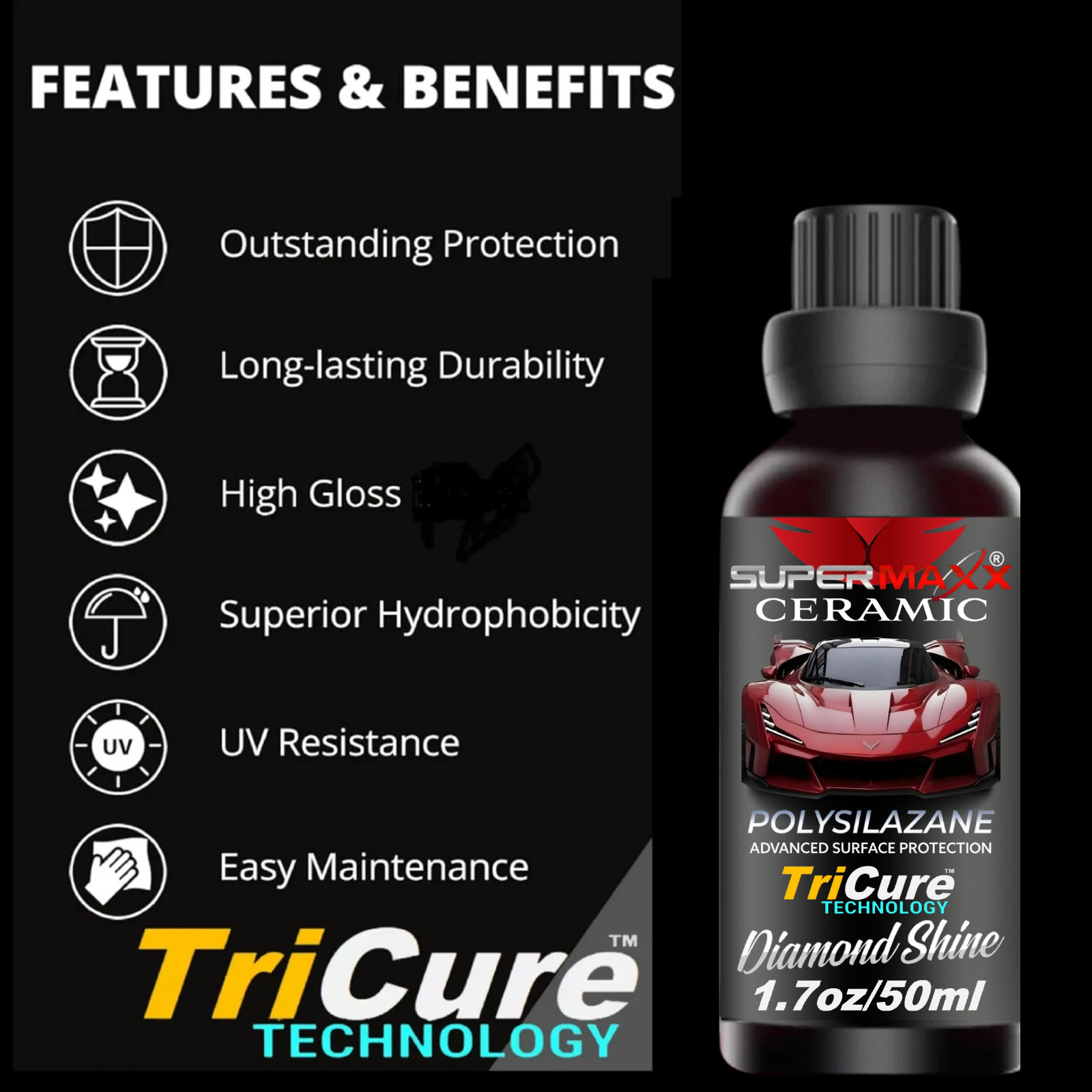 CERAMIC CAR COATING TRICURE TECHNOLOGY HIGH GLOSS “NANO 9H PAINT PROTECTION -KIT