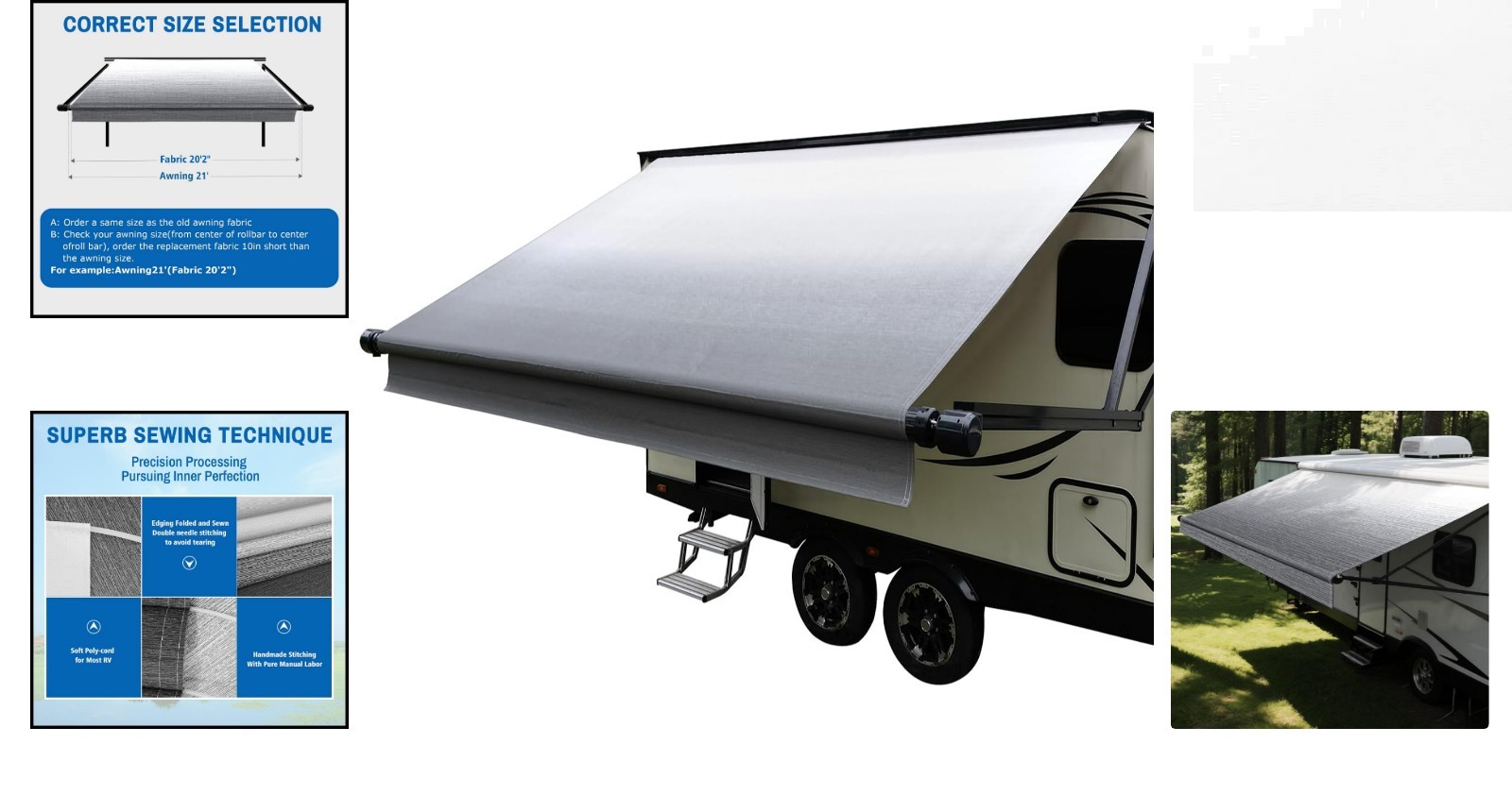 9’2″ Universal RV Awning Fabric – Heavy Duty Vinyl with UV Protection