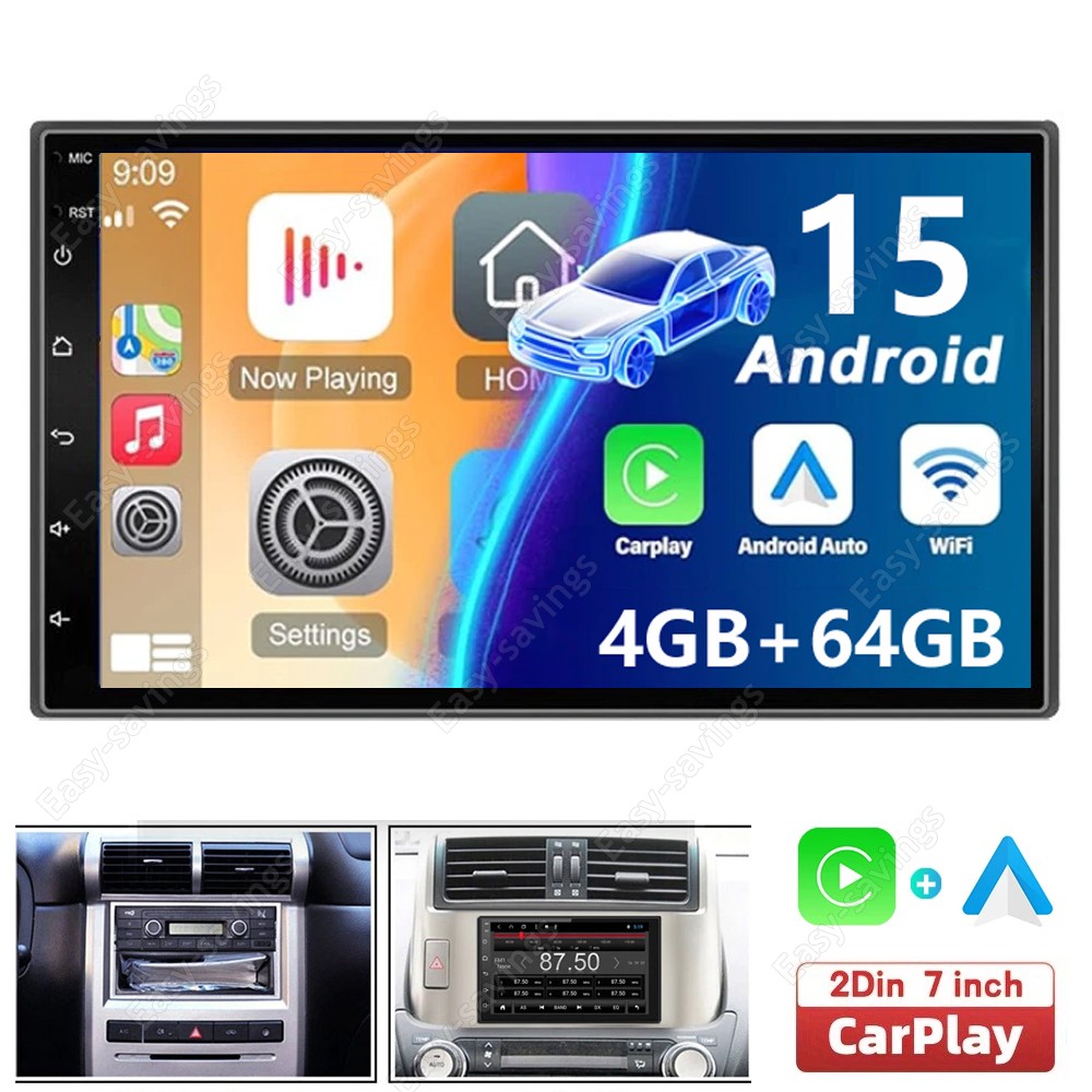 64GB Apple CarPlay Android 15 Double DIN Car Stereo Radio Head Unit Touch Screen