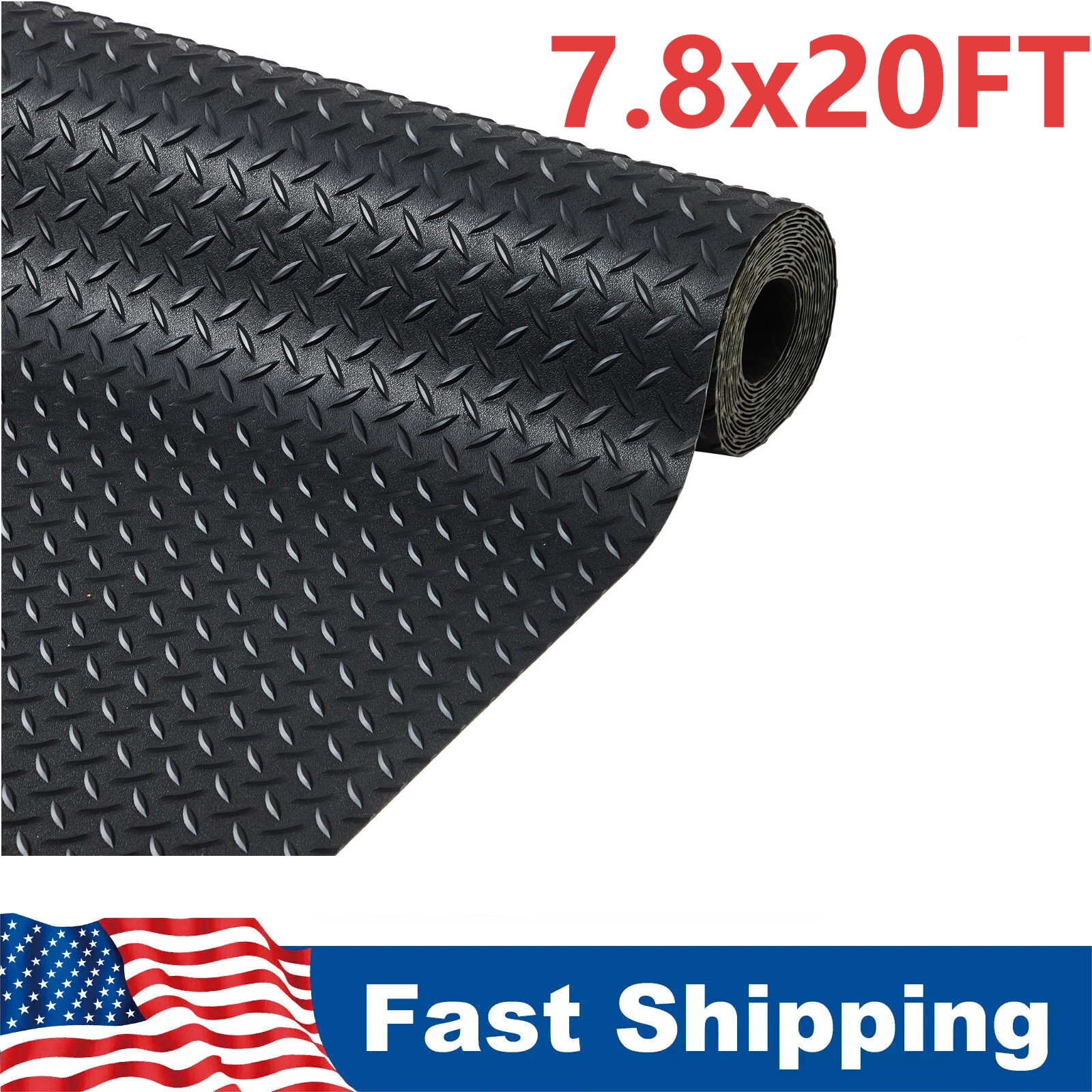 7.8x20FT Garage Floor Mat PVC Rubber Roll Anti-Slip for Garage Warehouse SUV Gym