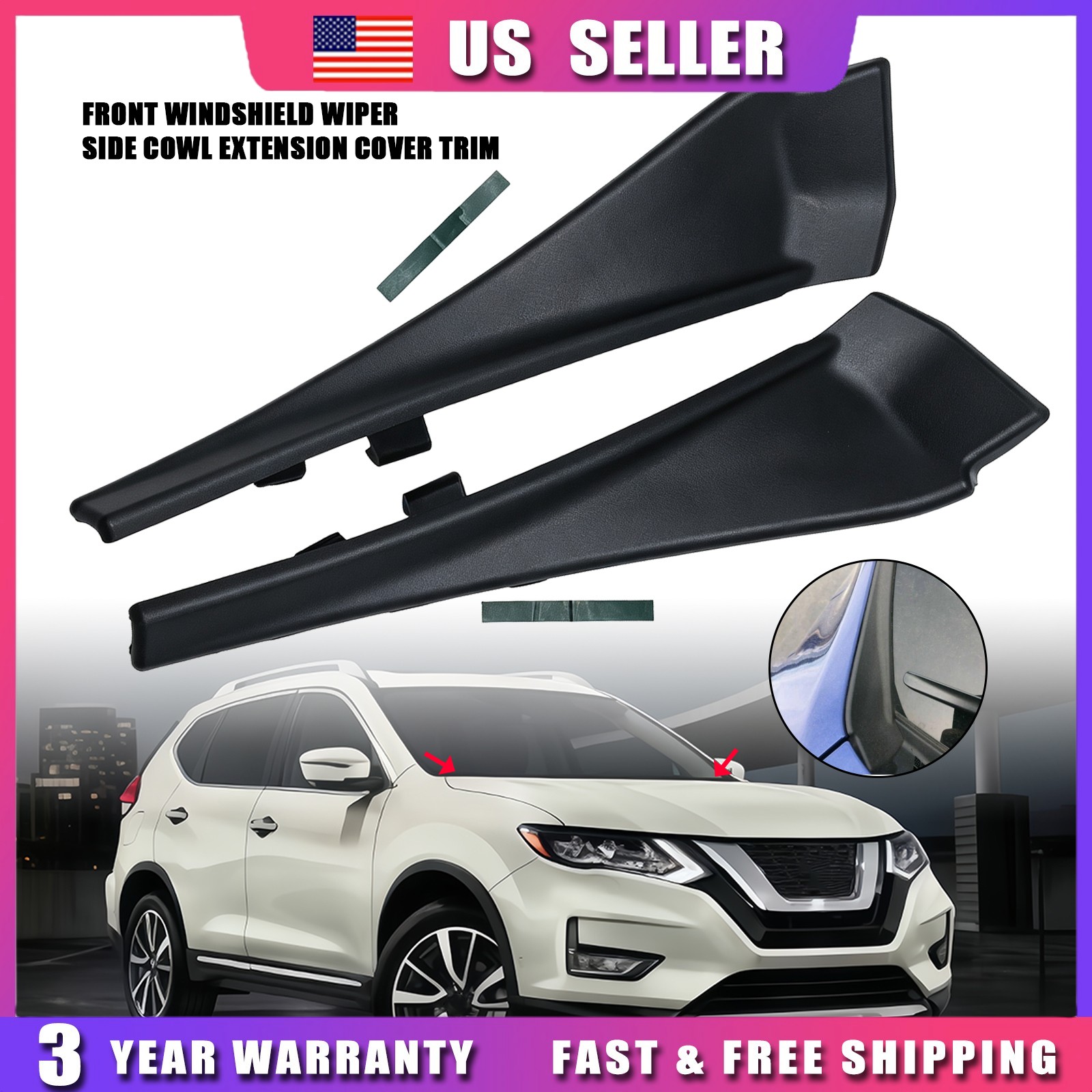 66894-4CL0A Front Outside Upper Cowl Side Extension For Nissan Rogue Set