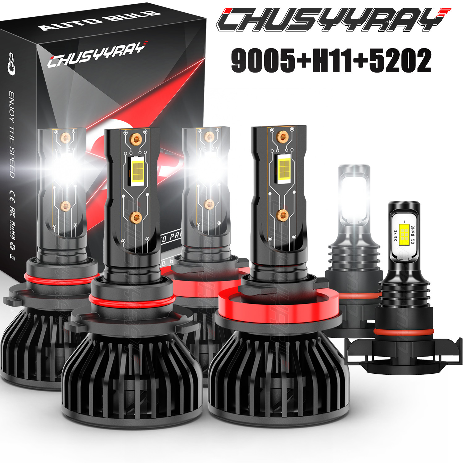 For Chevrolet Colorado 2015-2023 – 6x LED Headlight+Fog Light Bulbs Combo Kit