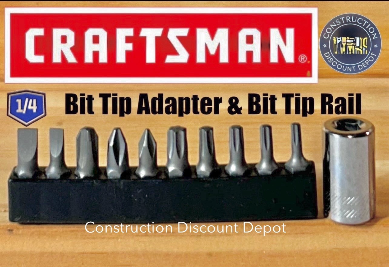 Craftsman 1/4″ Drive Socket Hex Bit Tip Adapter, Hex Bit Set & Rail T30 PH3