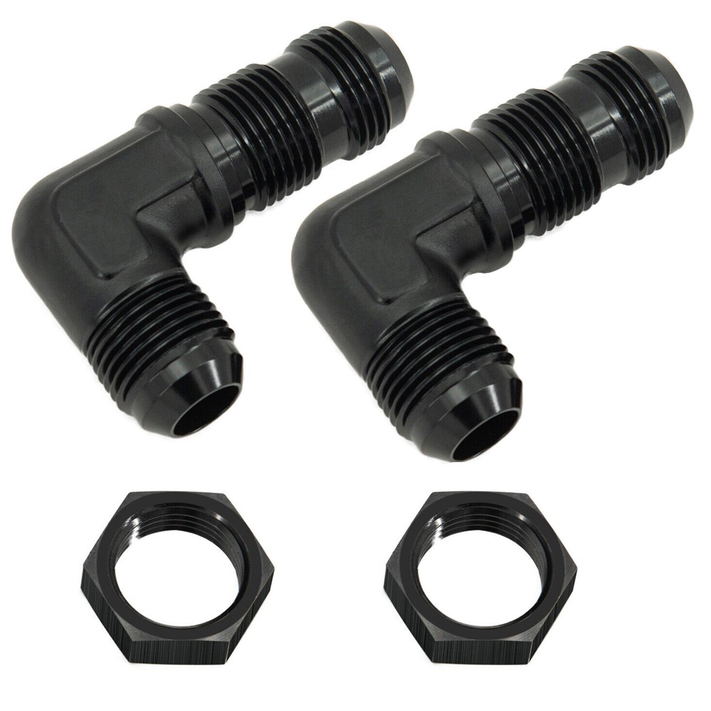 New 2Pcs 6AN/8AN/10AN Male to Male 90 Degree Bulkhead Adapter Fitting with Nut