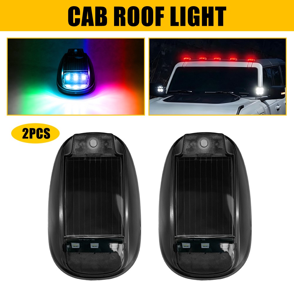 Wireless Solar Powered RGB LED Cab Lights Pro For Truck Trailer RV with Remote