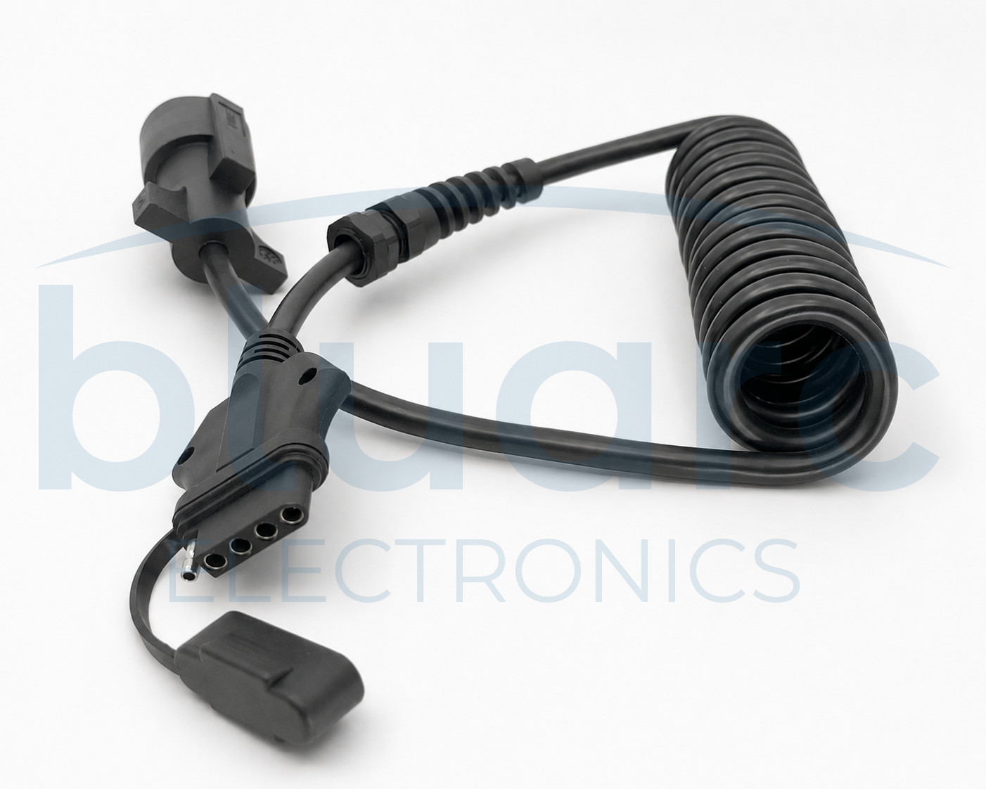 7 Way Round to 5 Way Flat Coiled Trailer Adapter w/ Trailer Clip (6′) UV Coating