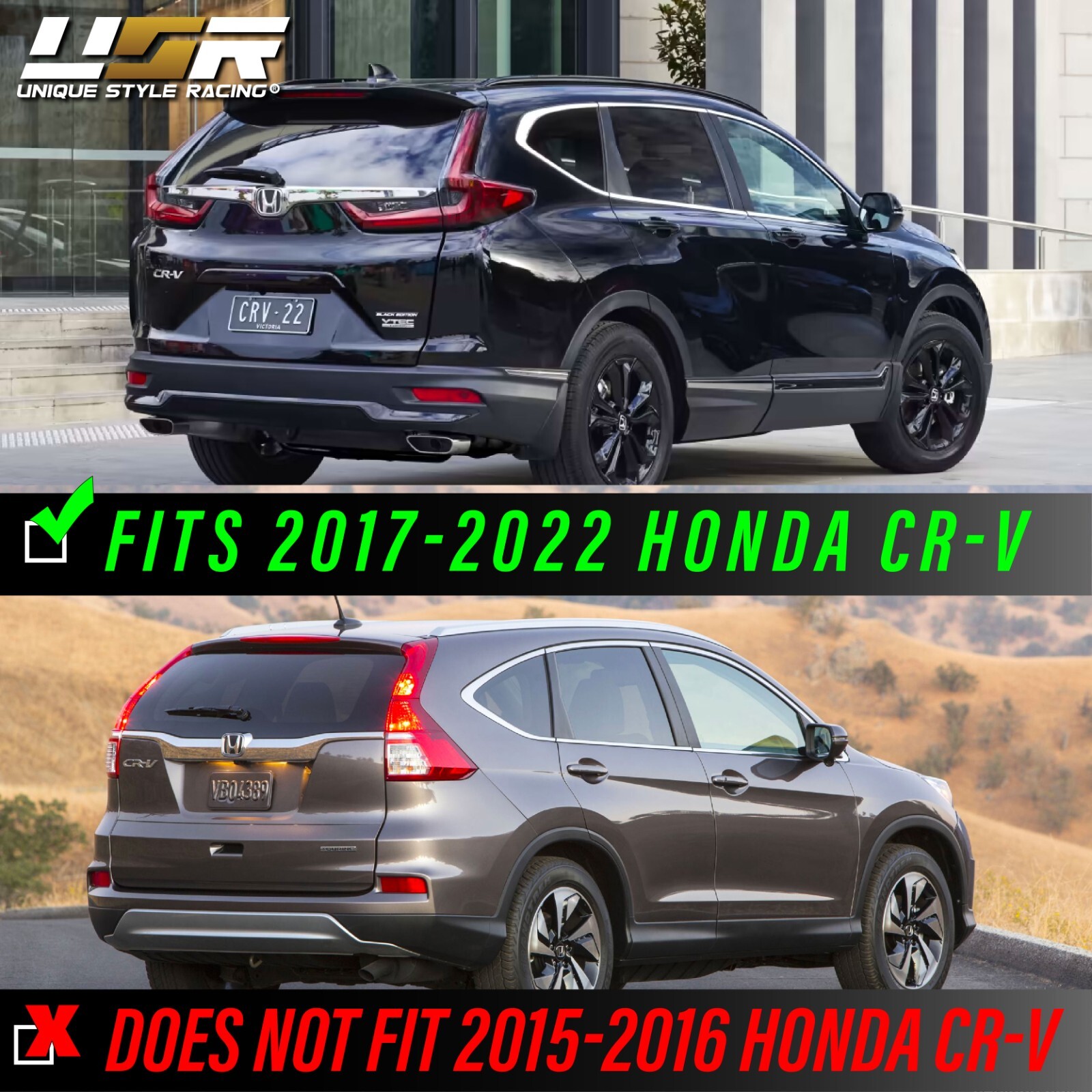 BLACK / CLEAR Rear 4 Pieces UPGRADE Tail Light For 2017-2022 Honda CRV CR-V
