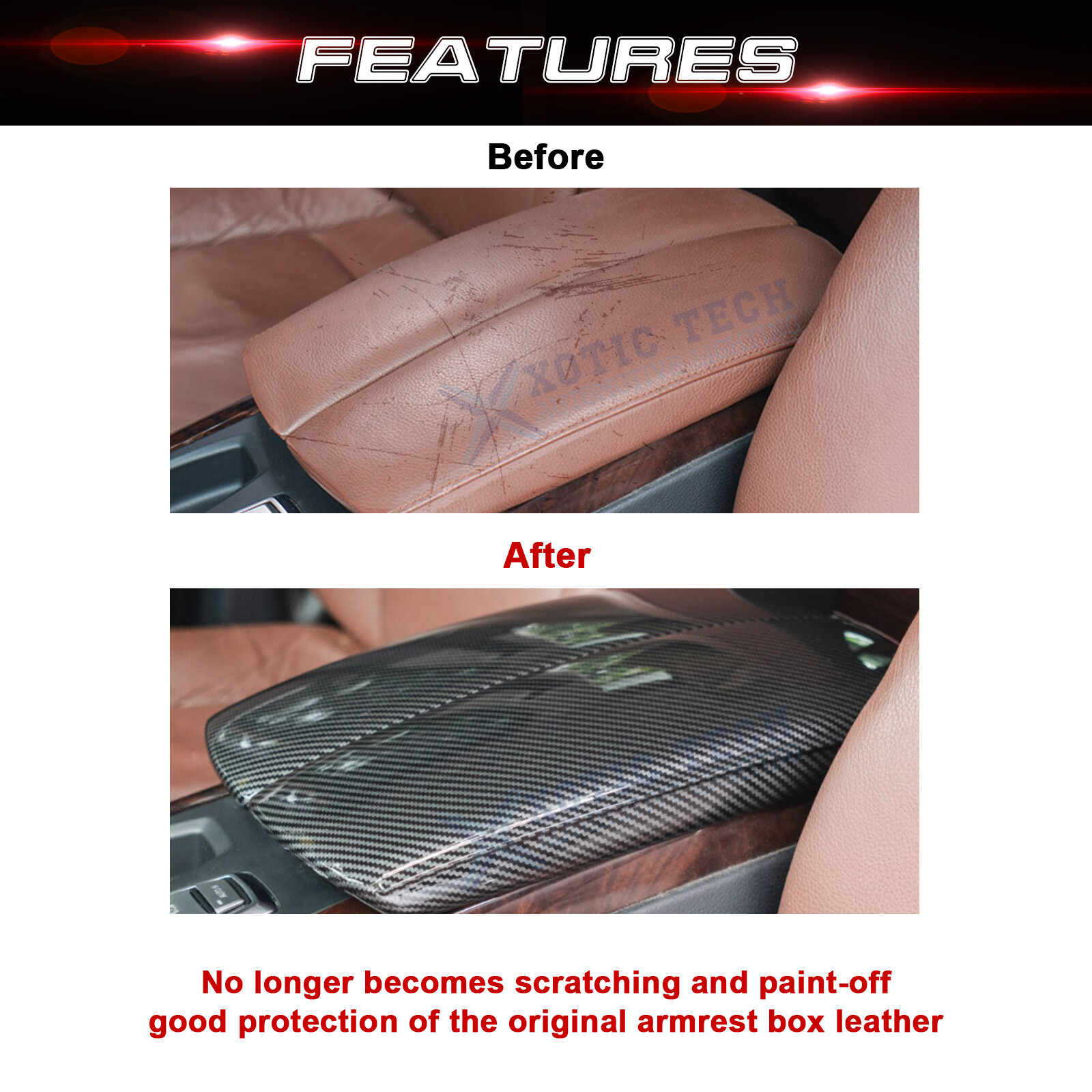 Center Console Armrest Box Cover Trim For BMW X5 E70 2007-2013/X6 E71 2008-2014