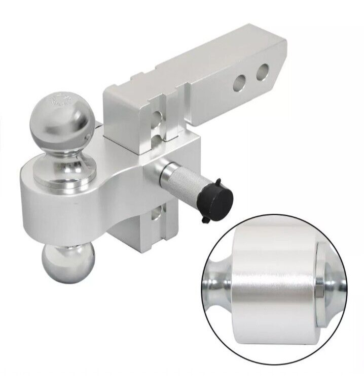Towing Hitch 4″ Drop Adjustable Dual Ball Mount Trailer 2″ Receiver 12500 lb NEW