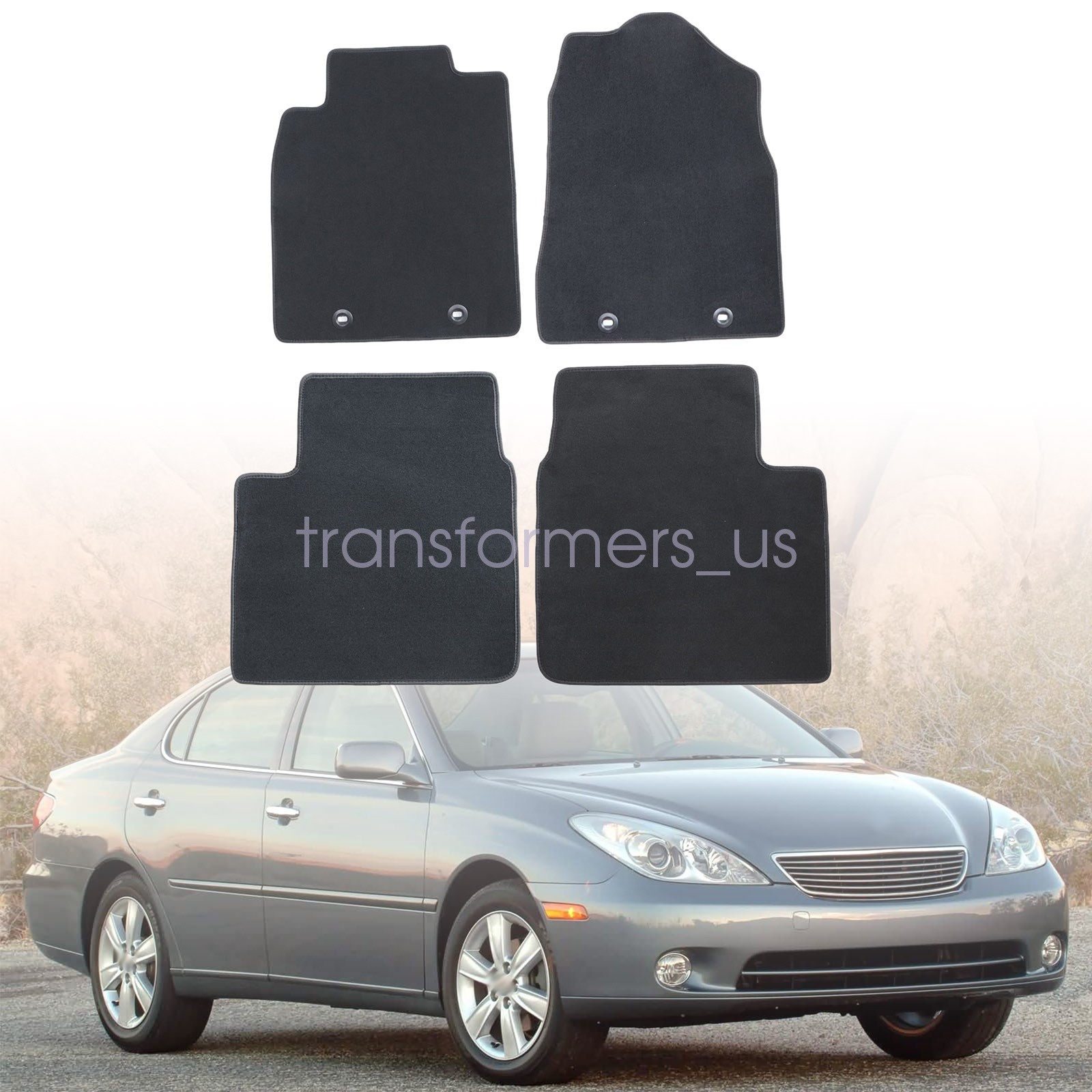 New 2002-2006 Fits Lexus ES300 ES330 Replacement Velour Floor Mats Carpet Black
