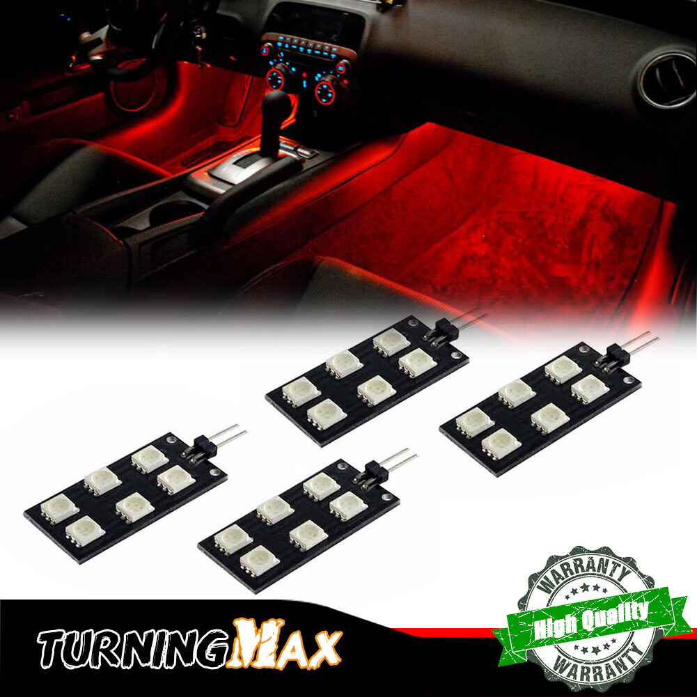 4pcs Red 6-SMD-5050 LED Front Footwell Lights Bulbs For 2008-2015 Audi A4 S4 B8