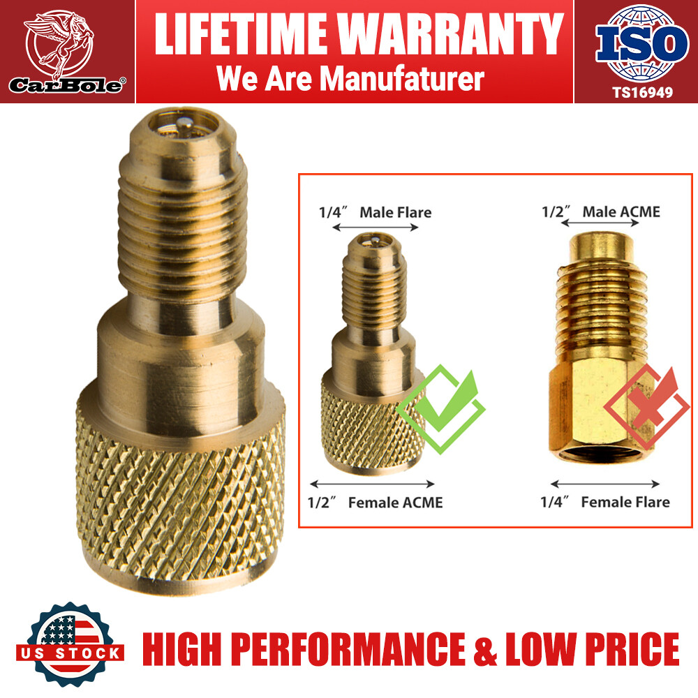 1/2″ ACME Female to 1/4″ Male Charging Hose to Vacuum Pump Brass Adapter