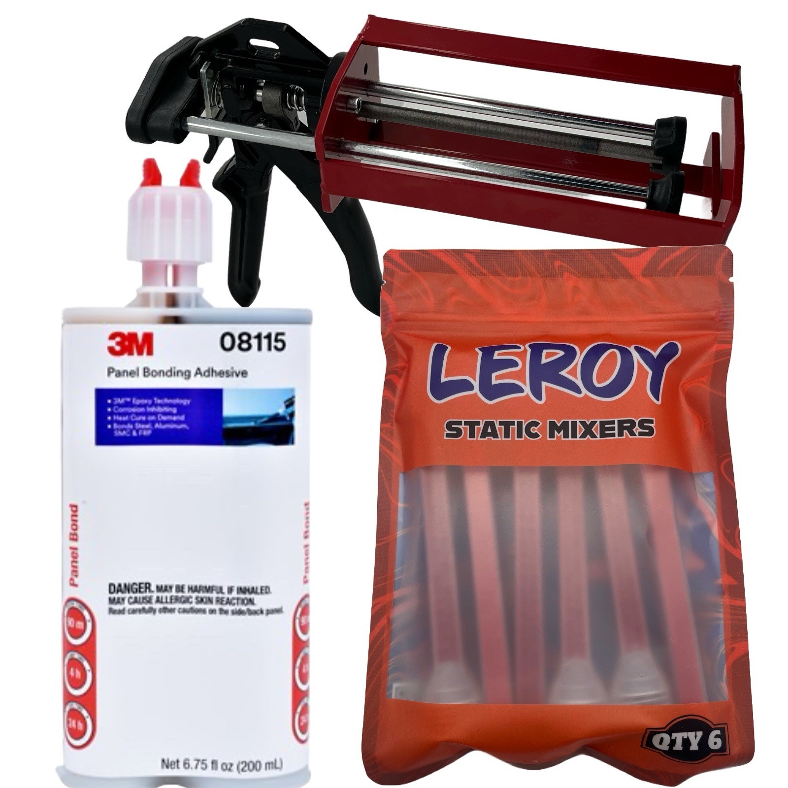 3M 08115 8115 PANEL BONDING ADHESIVE + APPLICATOR GUN + BAG OF MIXING NOZZLES!