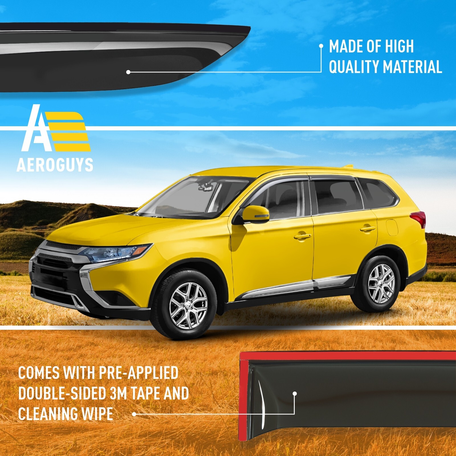 Rain Guards Vent Visors Shade for 2014-2021 Mitsubishi Outlander