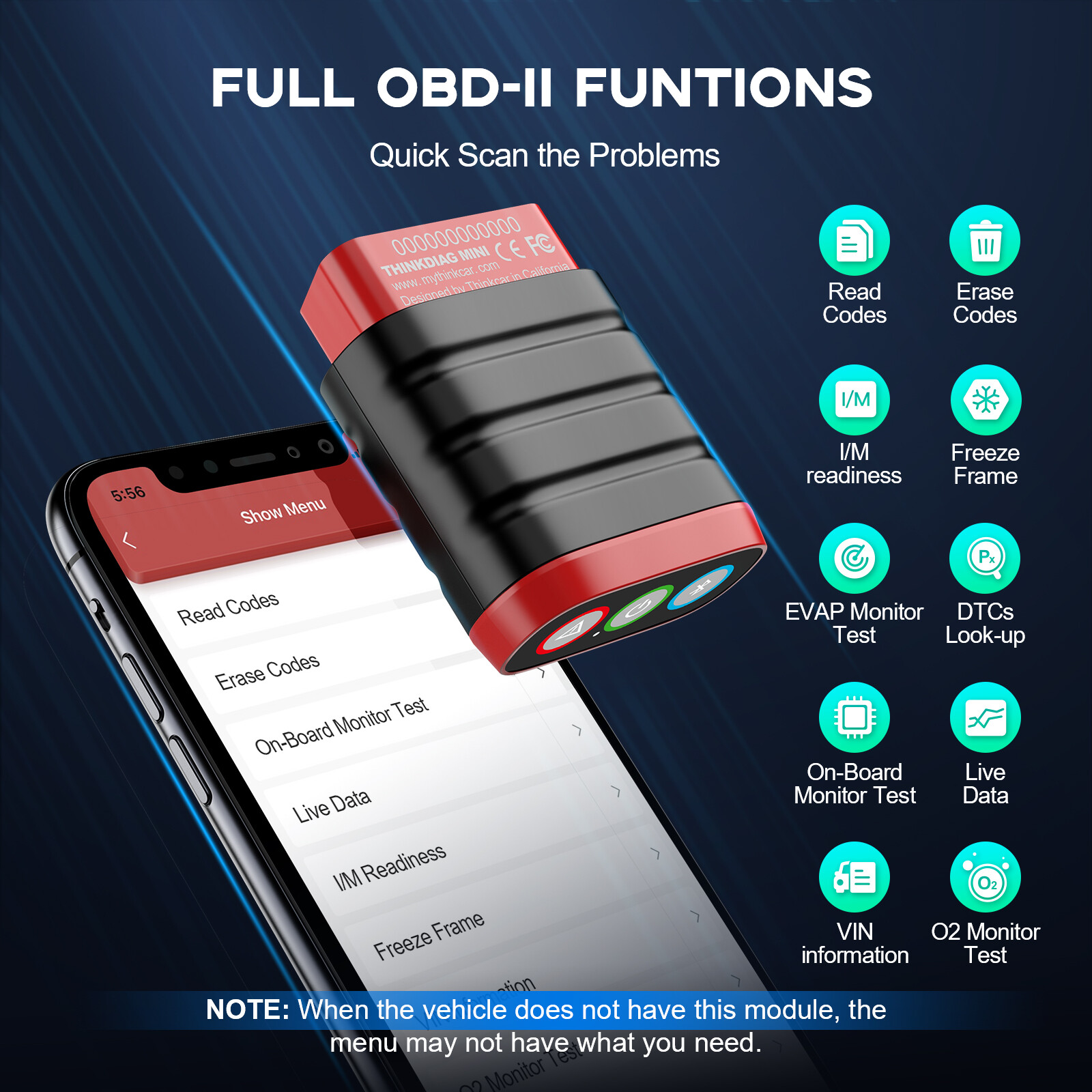 Thinkdiag mini All System Bluetooth OBD2 Scanner Car Diagnostic Tool ABS SRS