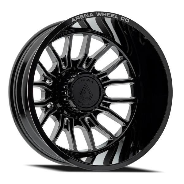 (Set-6) Arena Dually Thunder 22×8.25 10×225 -202mm Black Milled Wheels 22 Inch