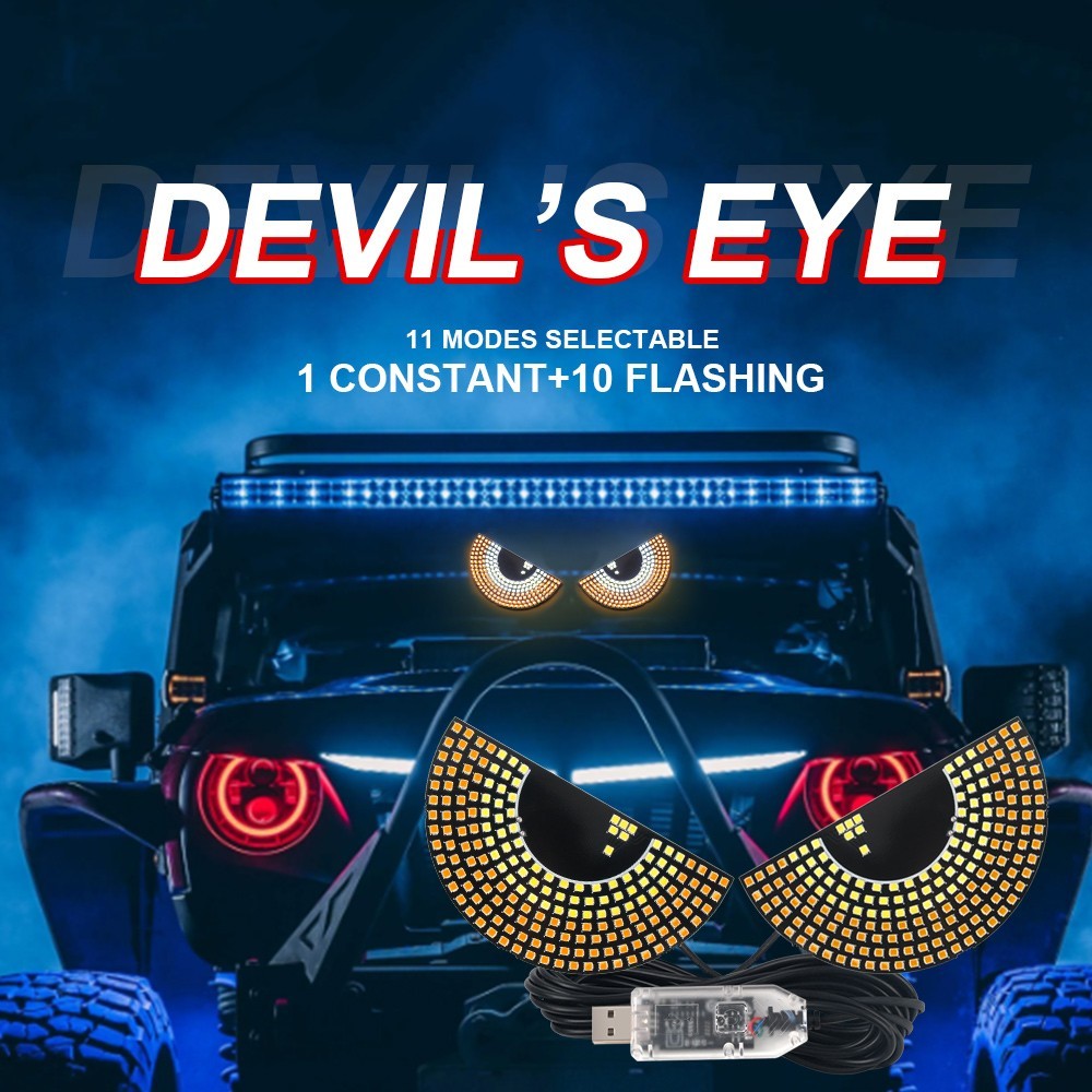 Front rear Led Windshield Display Animation Flashing Demon Eyes Dynamic Lights