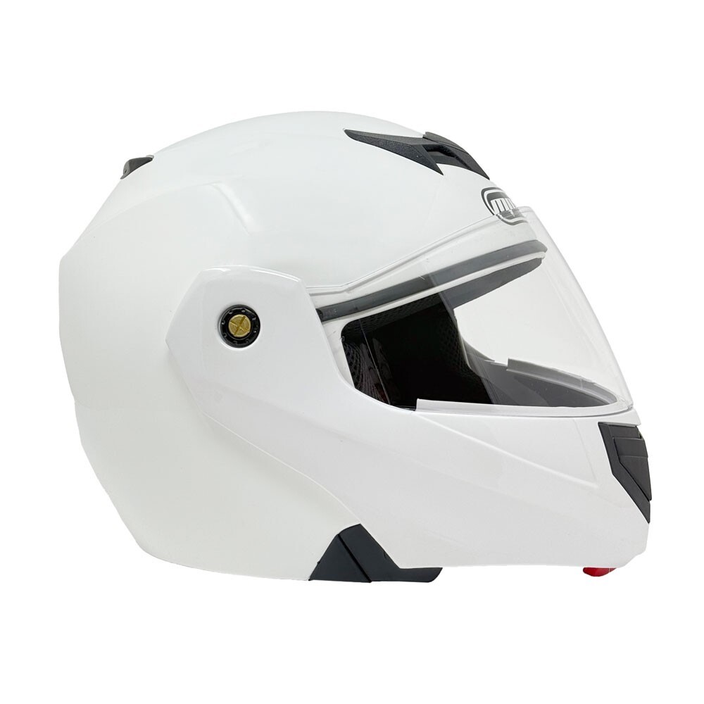 MMG Modular Full Face Motorcycle Helmet Flip-Up Visor DOT Gloss White Large