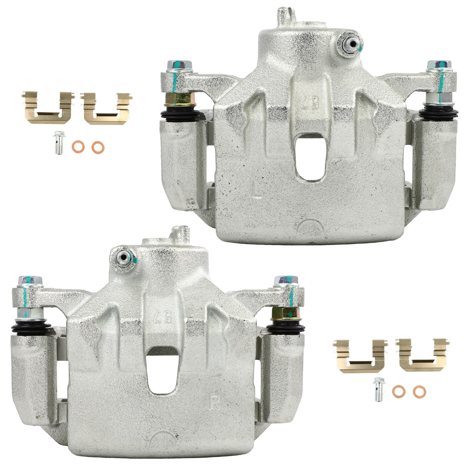For 14-16 Kia Forte Koup 12-17 Hyundai Veloster 2pcs Silver Front Brake Calipers