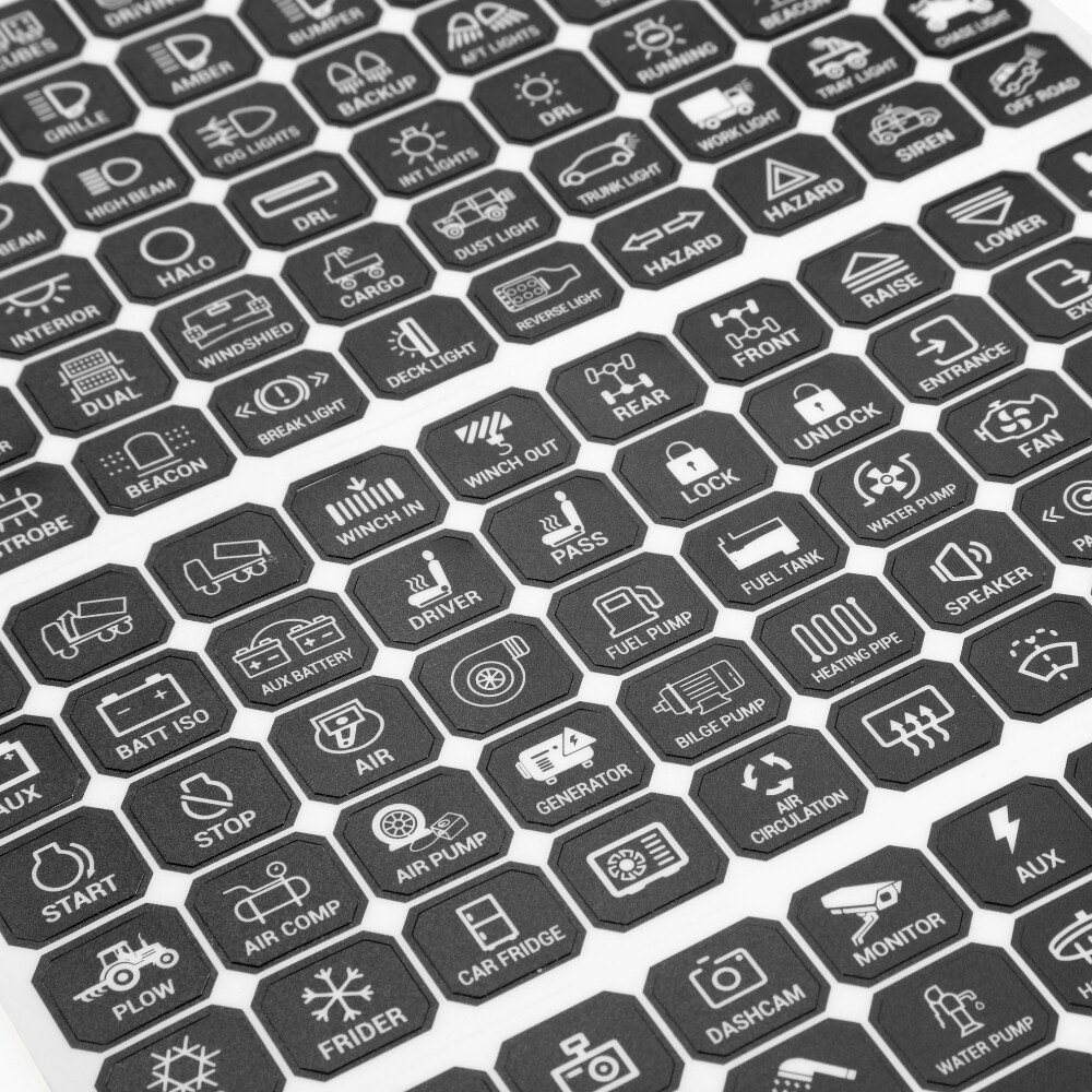 Auxbeam 120PCS Switch Panel Sticker Label for Rocker Switch Circuit Panel GPS