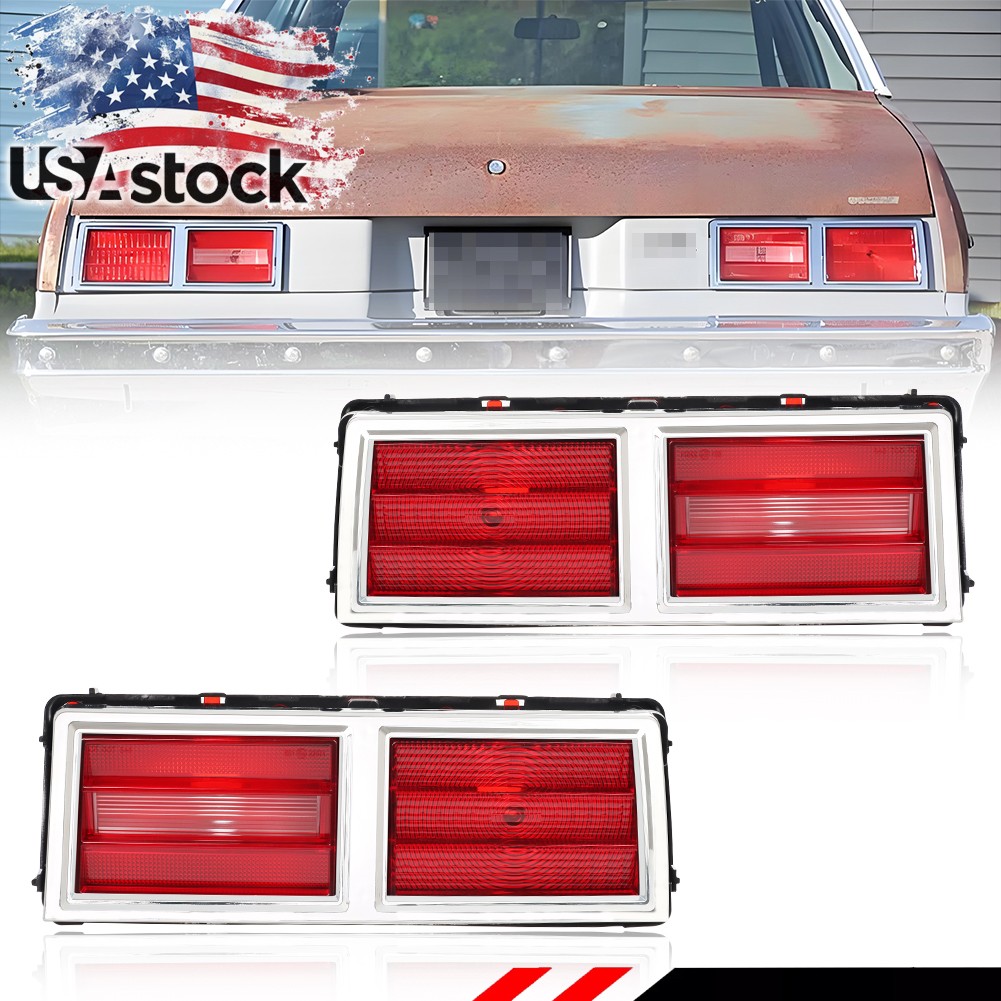 Red Lens Tail Light Lamp Assembly Set With Gaskets For 1975-1979 Chevy II Nova