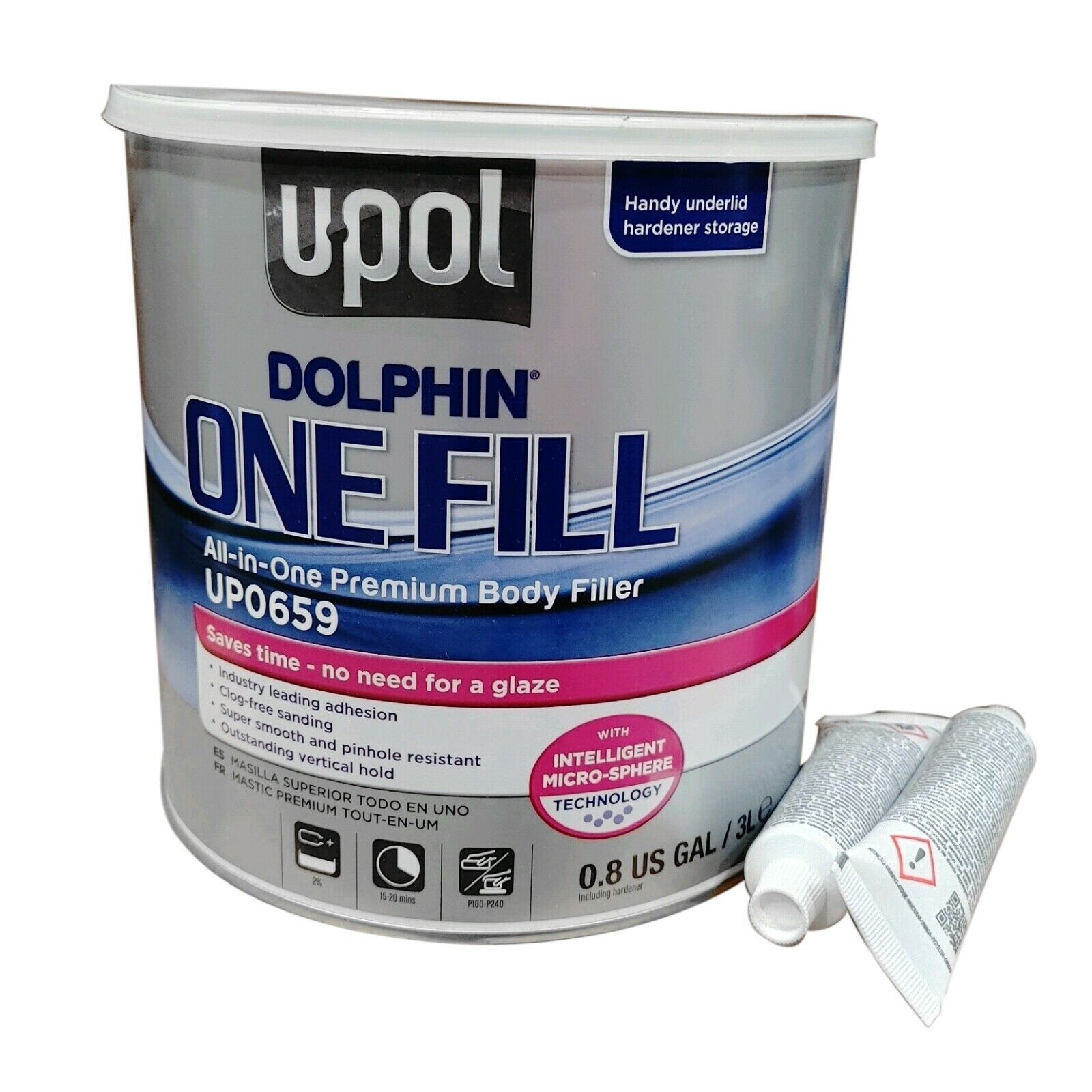 0.8gal U-Pol Dolphin ONE FILL All-In-One Premium Body Filler UP0659 w/ Hardener