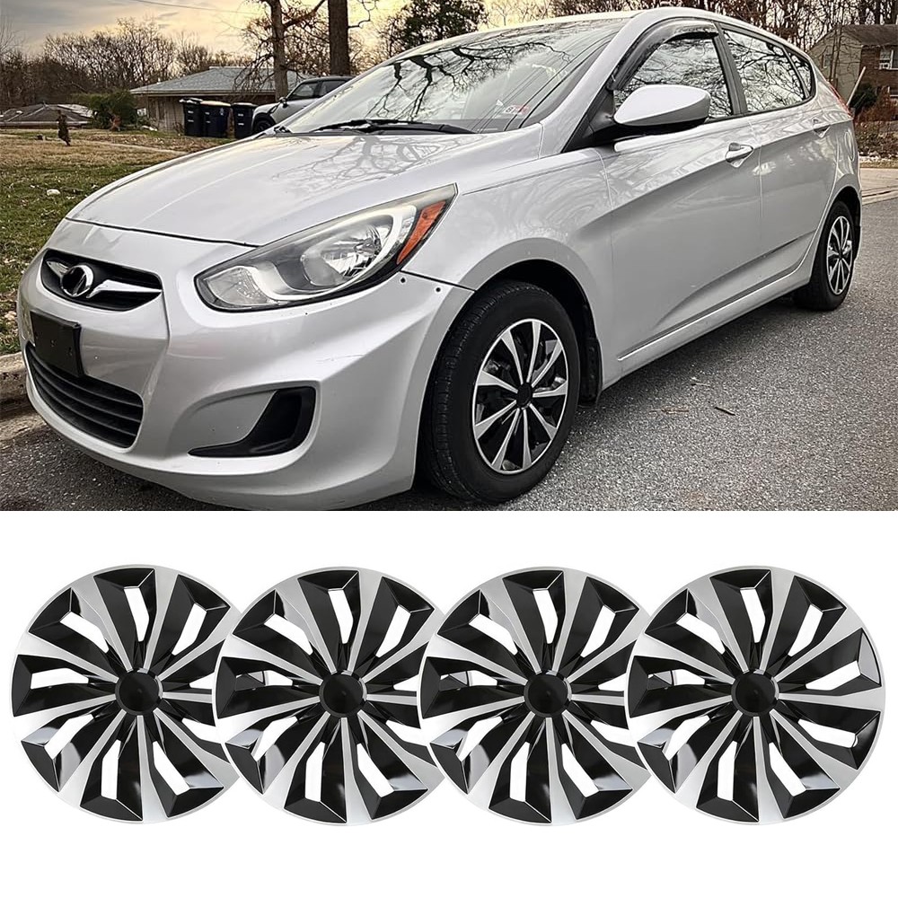4X 15″Inch Wheel Cover Snap On Full Hub Caps Fit for R15 Tire & Steel Rim Black