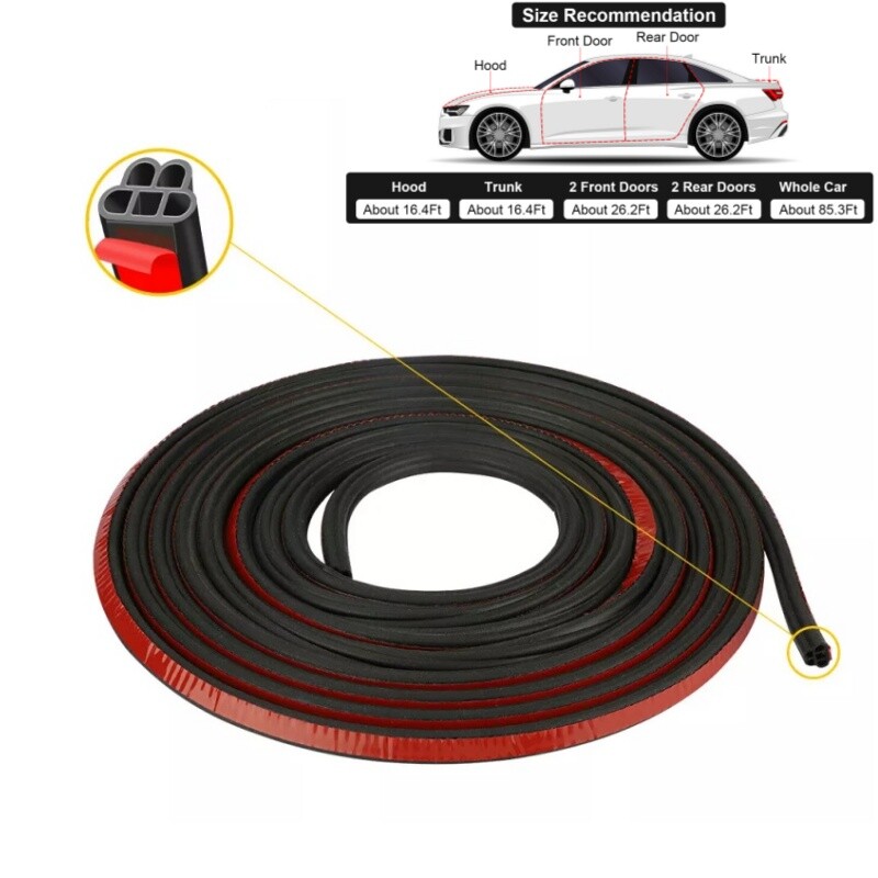 53ft Car Door Seal Strip Universal Car Door Weather Stripping Rubber Seal Strip